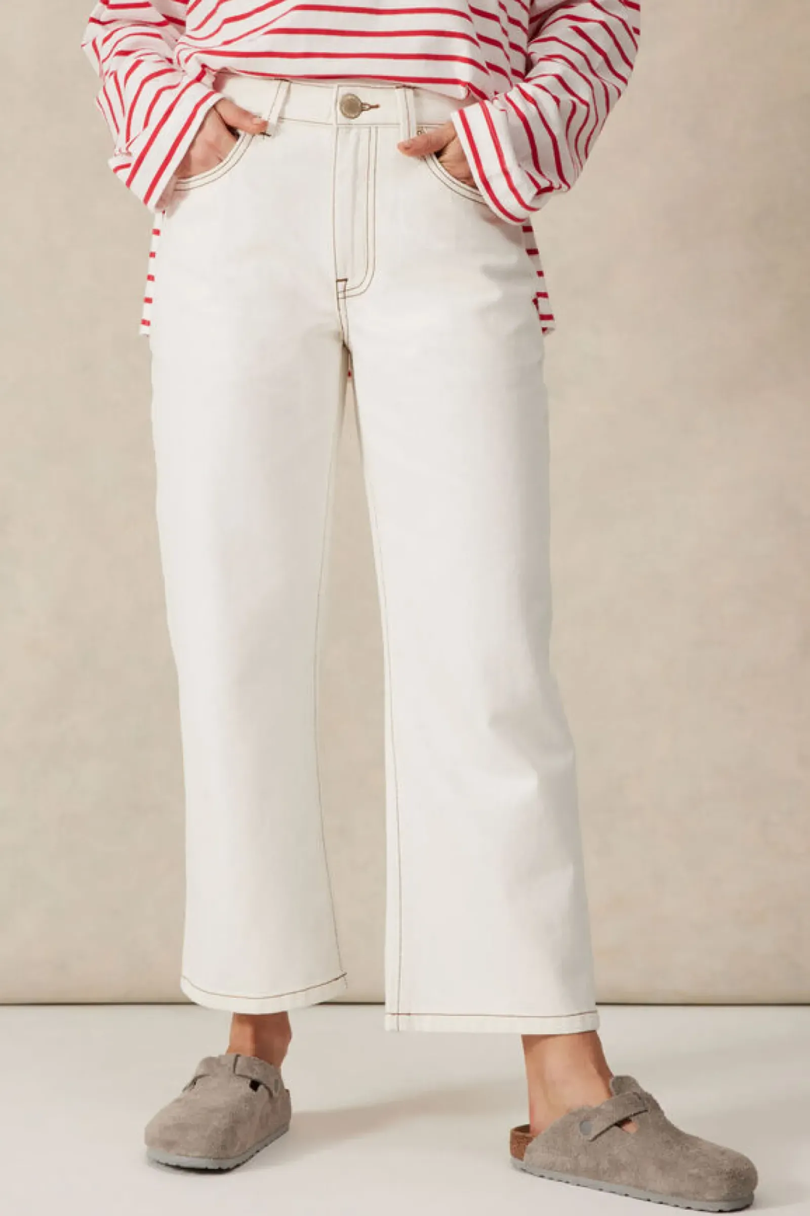 Ceres Life Crop Frenchie Jean - Fresh Ecru Online
