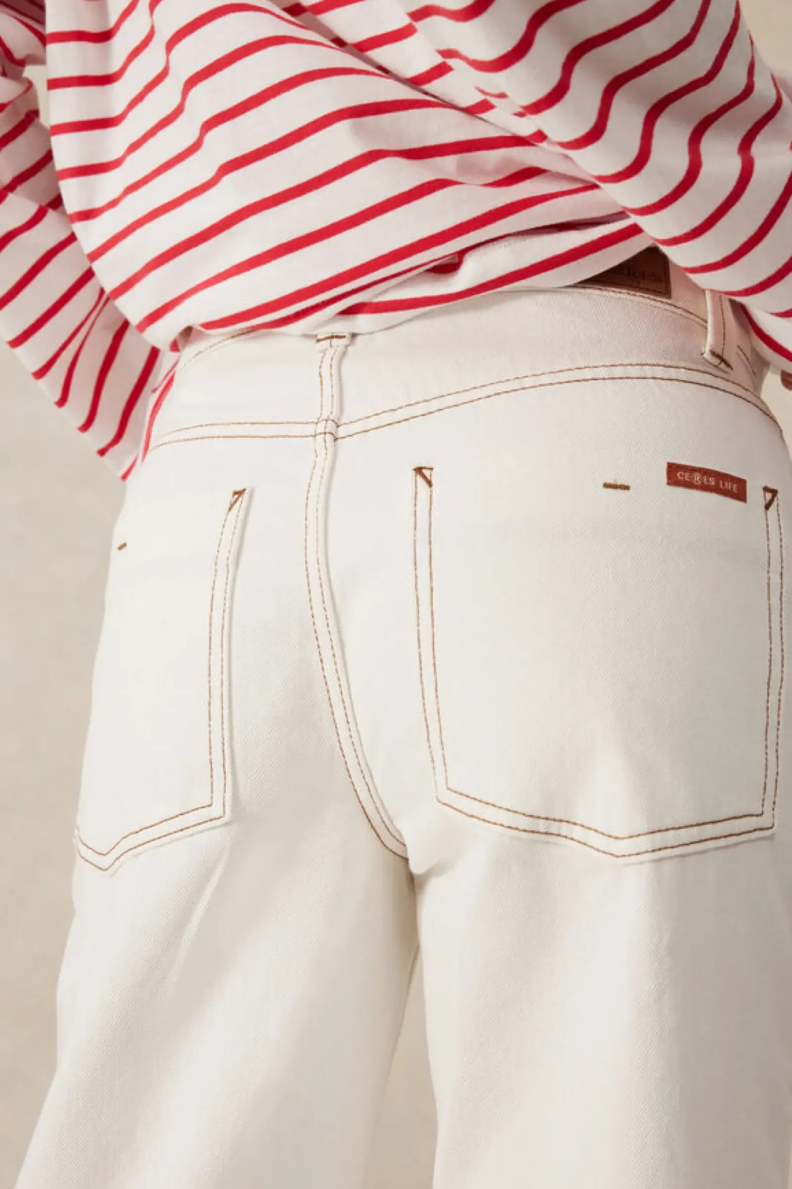 Ceres Life Crop Frenchie Jean - Fresh Ecru Online