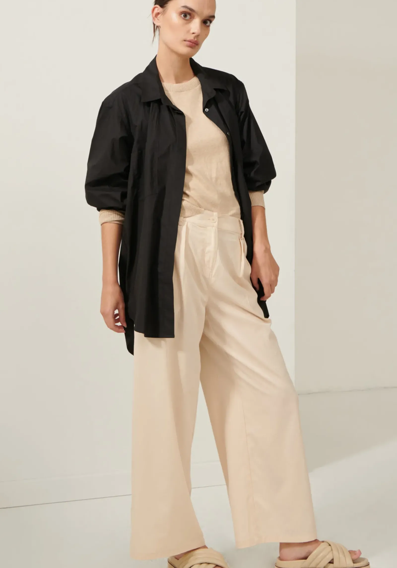 Pol Lagoon Drape Back Shirt- Black Sale
