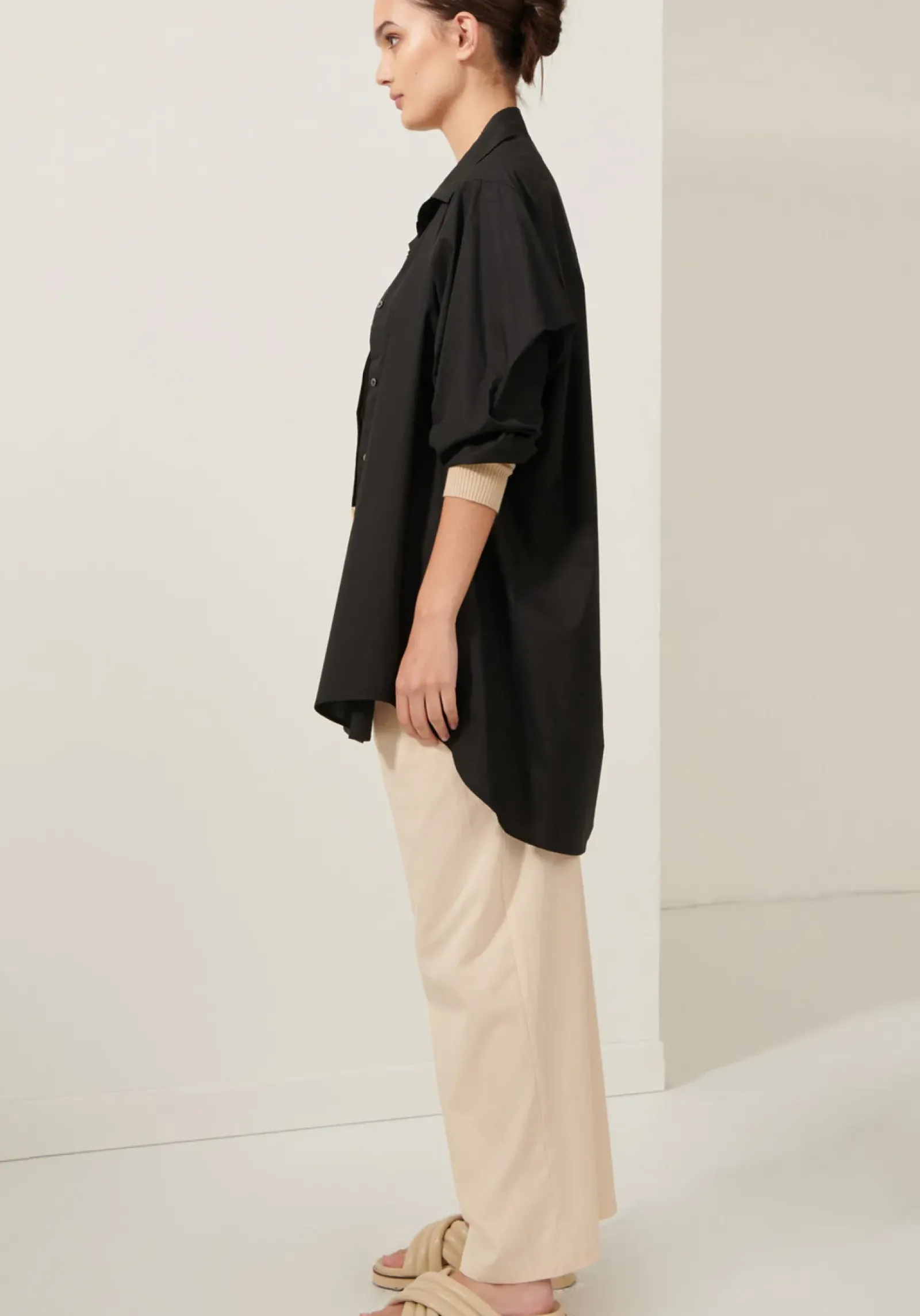 Pol Lagoon Drape Back Shirt- Black Sale