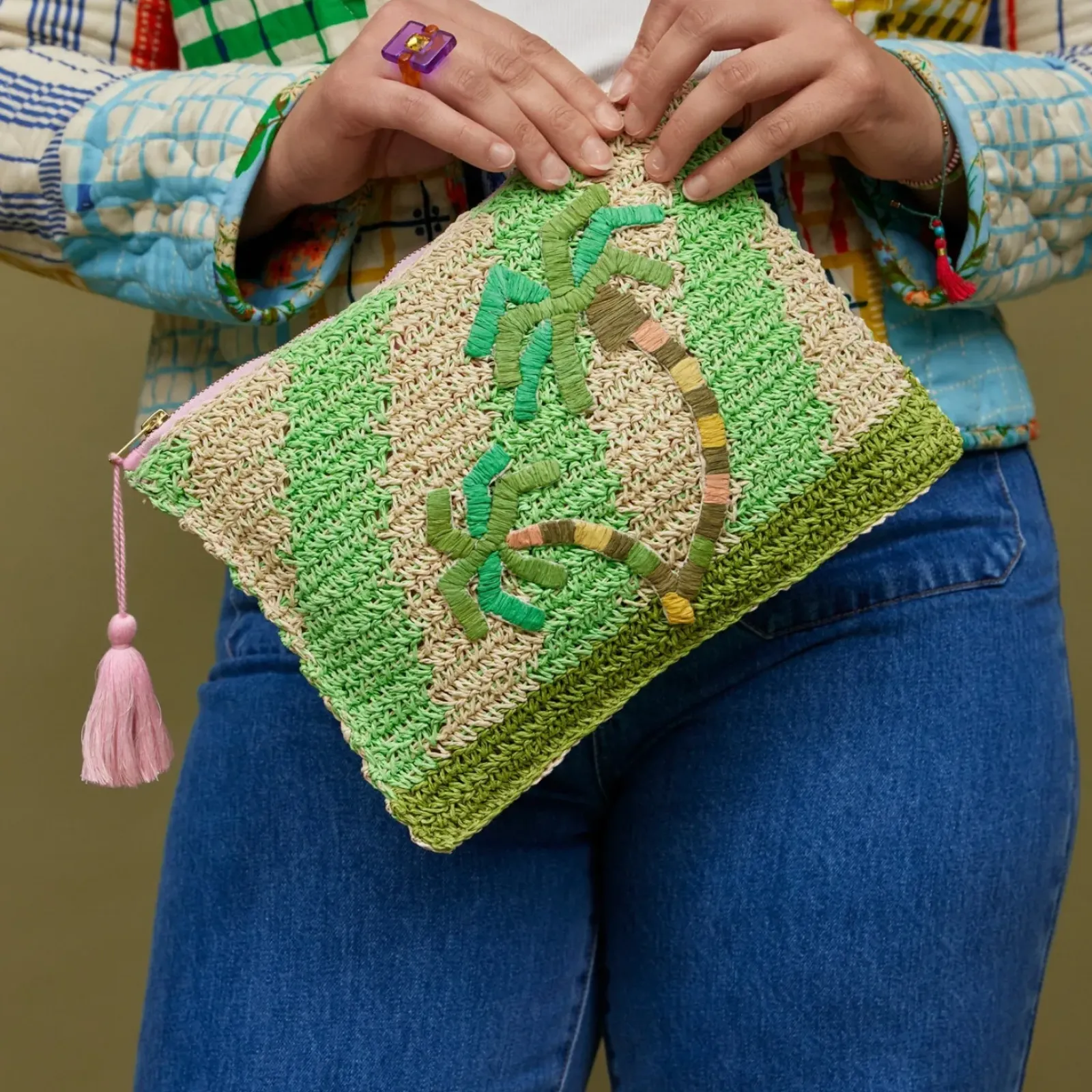 Sage & Clare Sage & Clare San Carlos Raffia Clutch Clearance