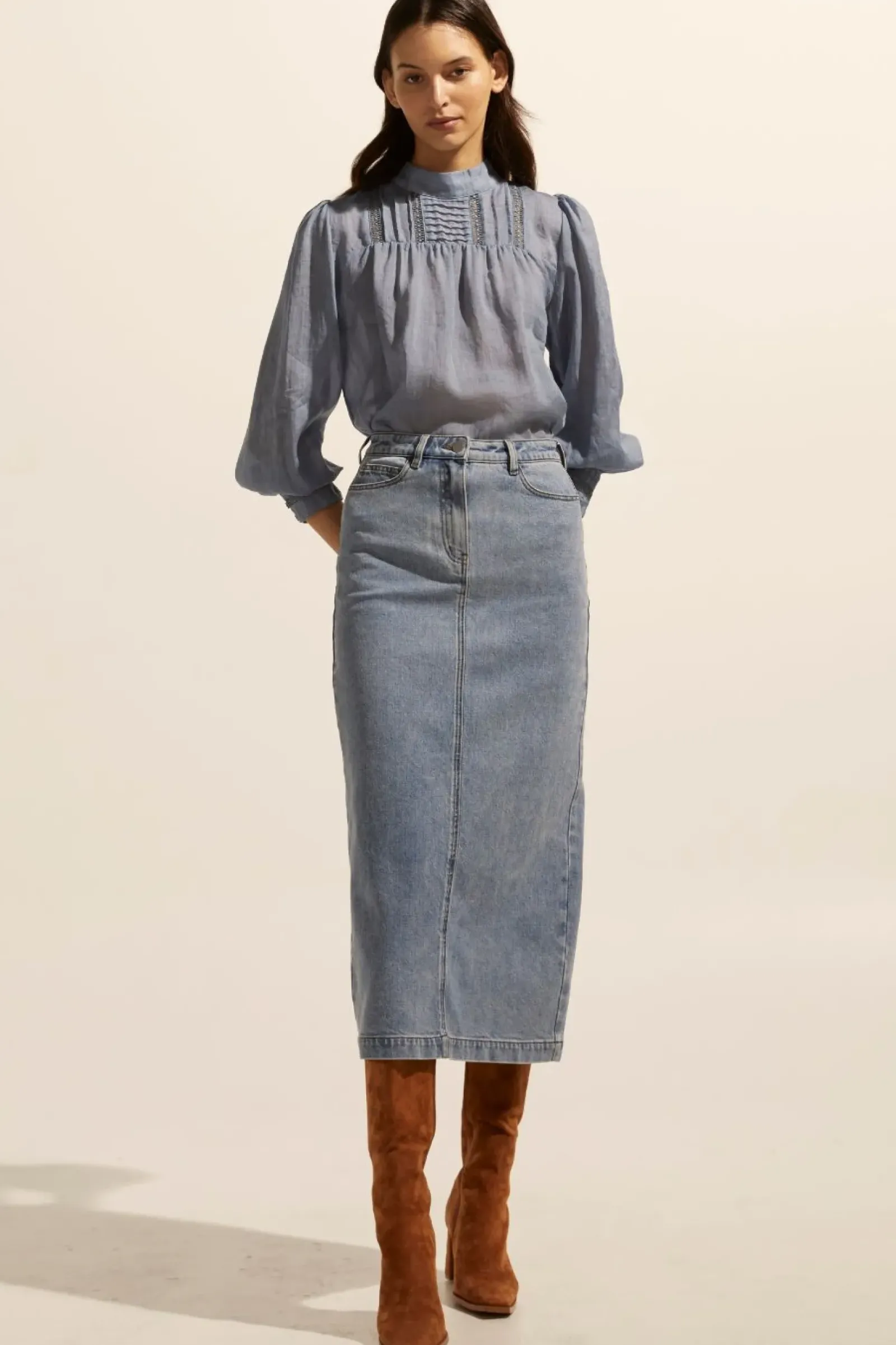 Zoe Kratzmann Accord Skirt - Washed Denim Sale