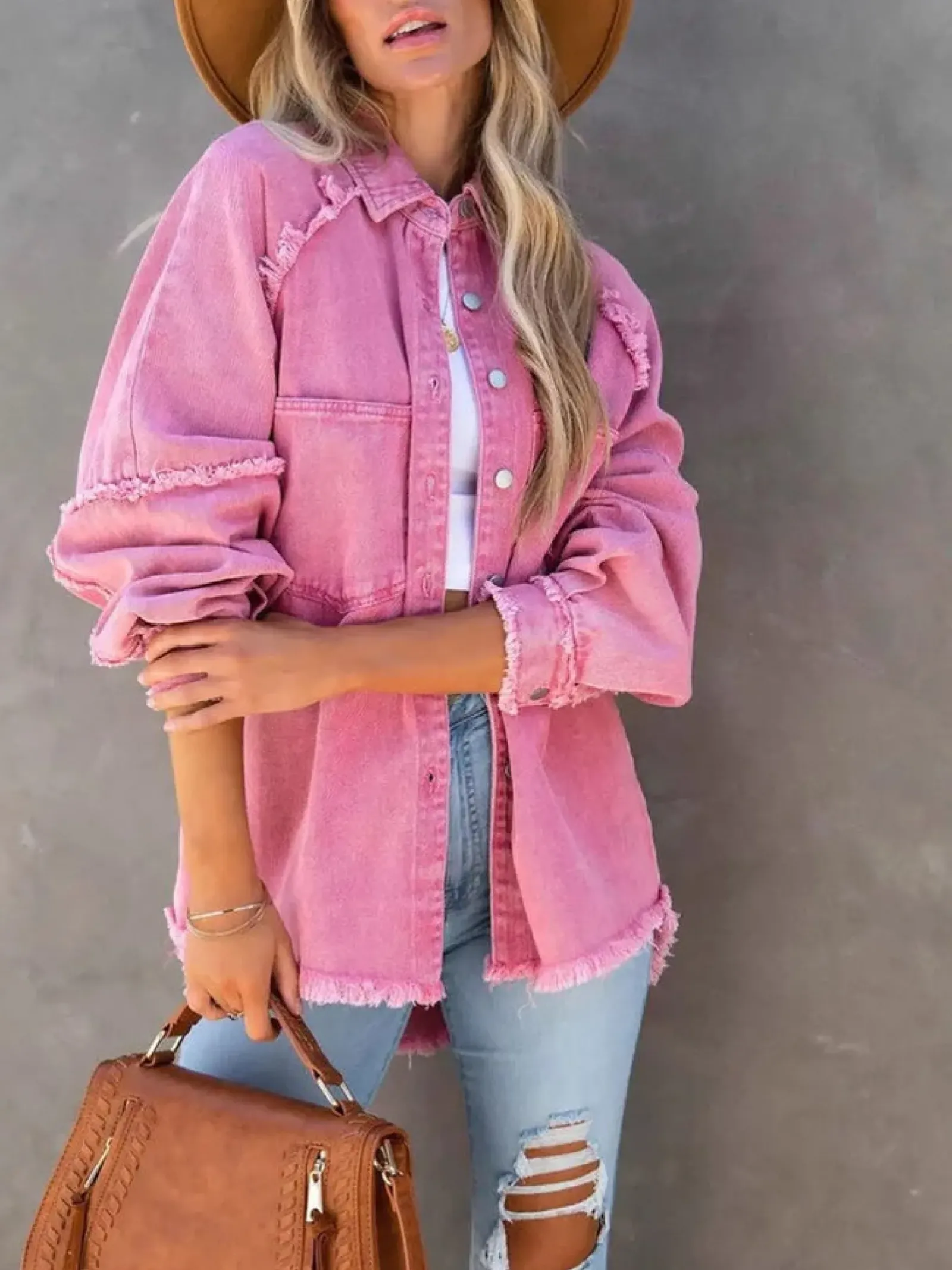 Eyes on Floyd Trixie Shirt Denim Jacket - Pink Discount