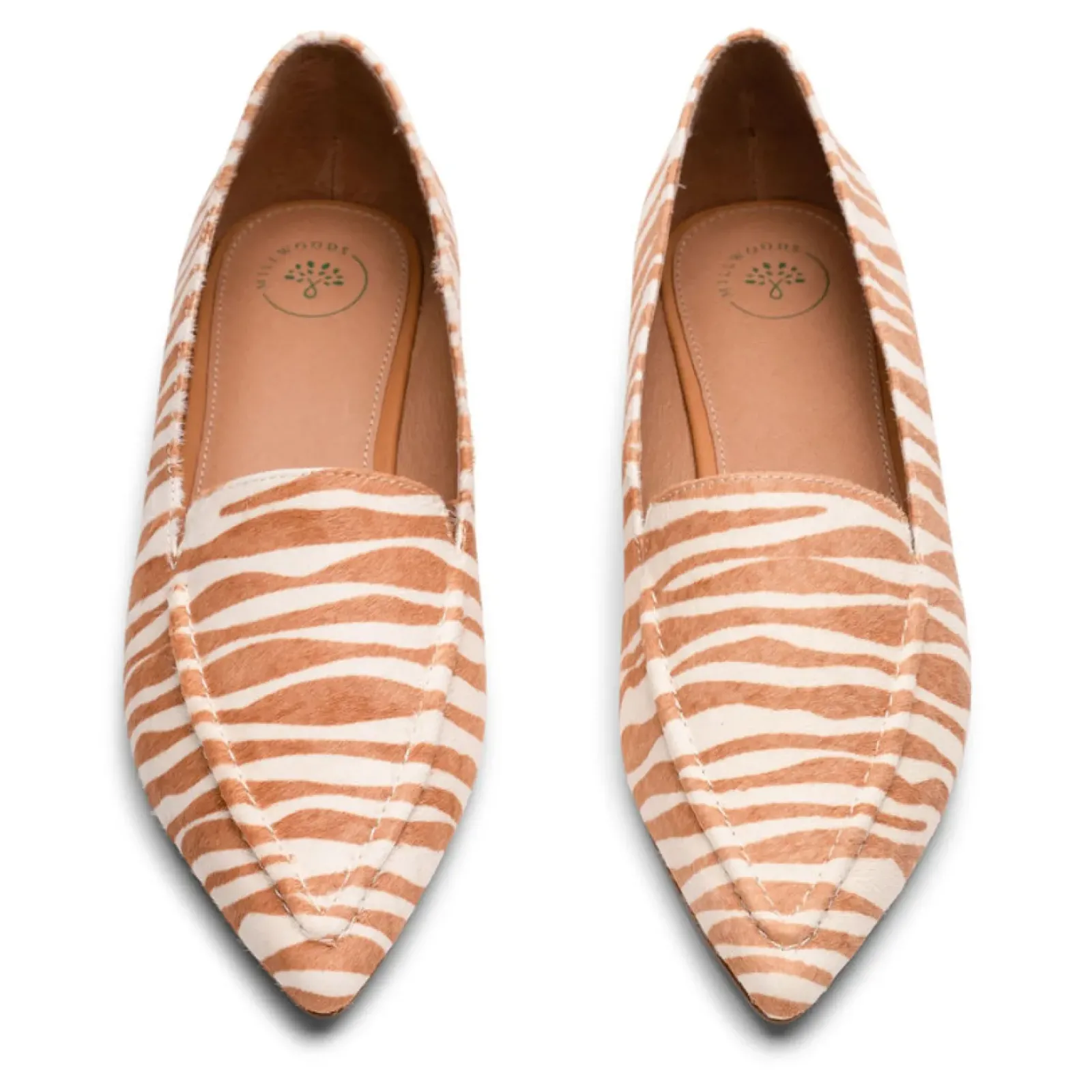 Millwoods Poplar Pointed Flat- Brown Zebra Fashion