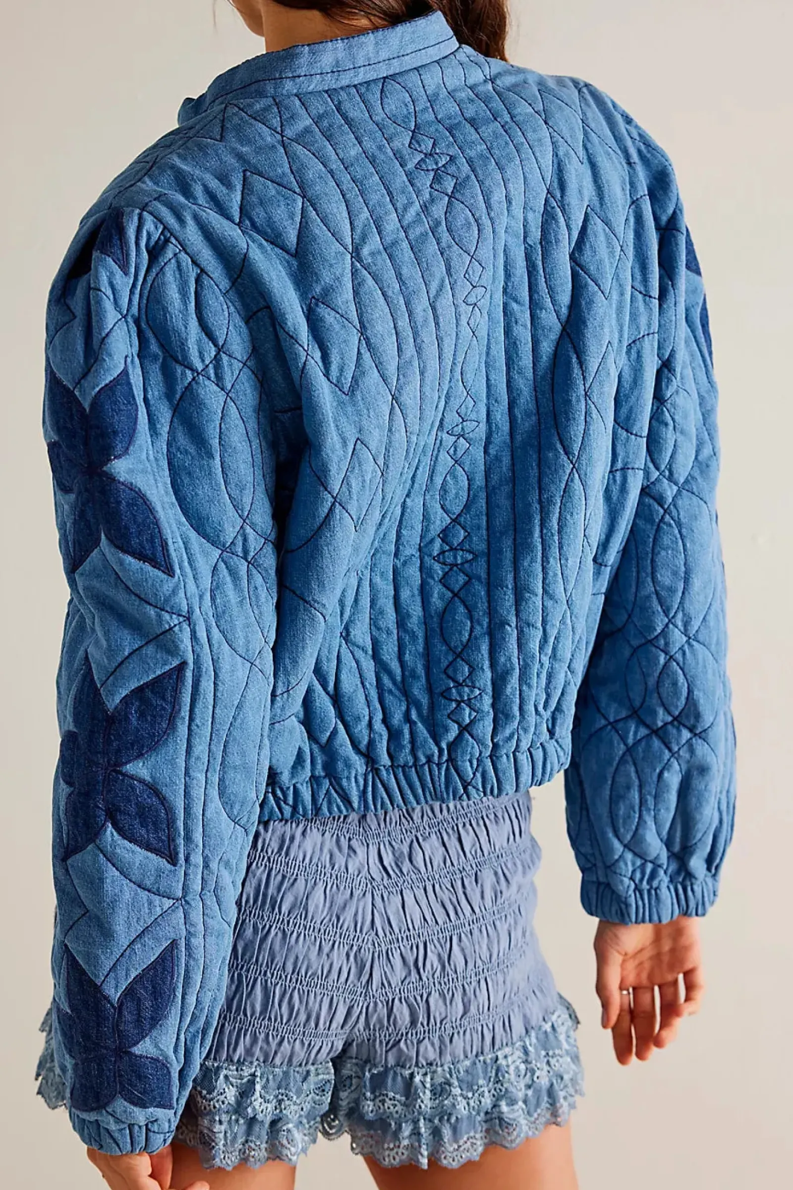 Free People Quinn Quilted Jacket - Indigo Combo Online
