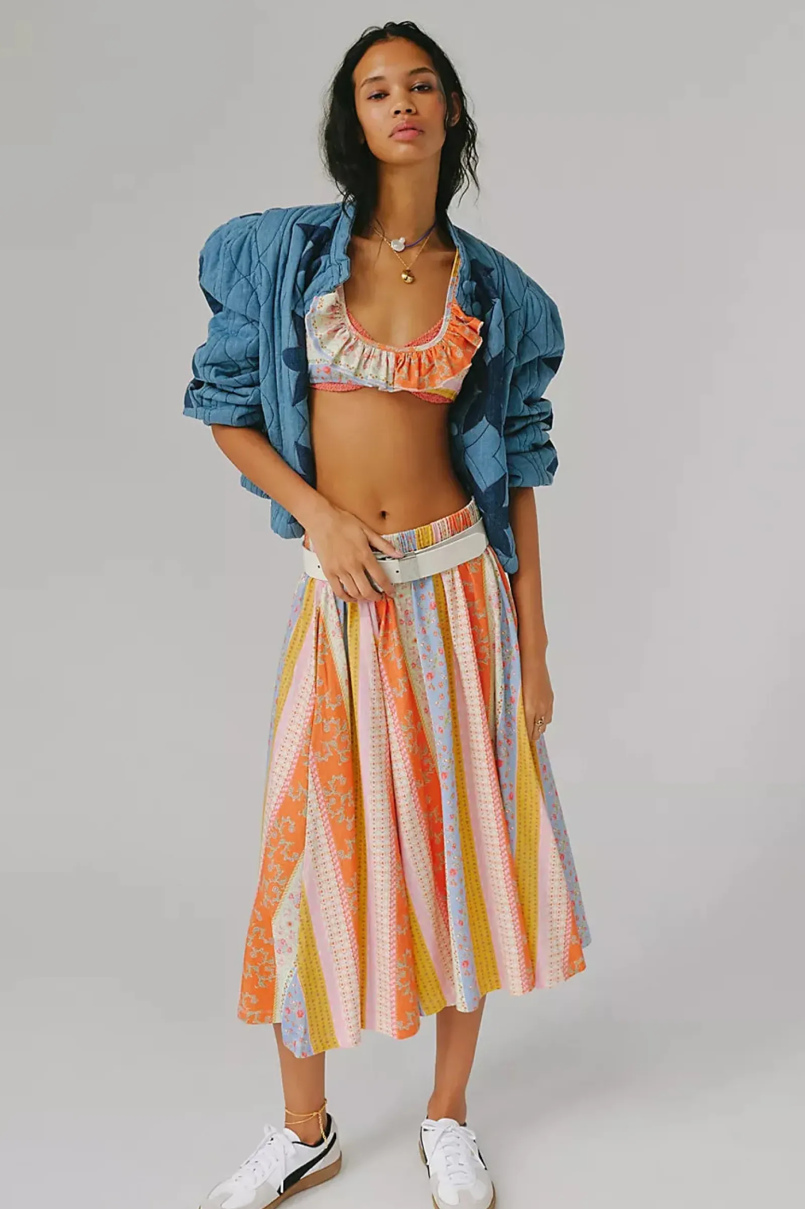 Free People Quinn Quilted Jacket - Indigo Combo Online