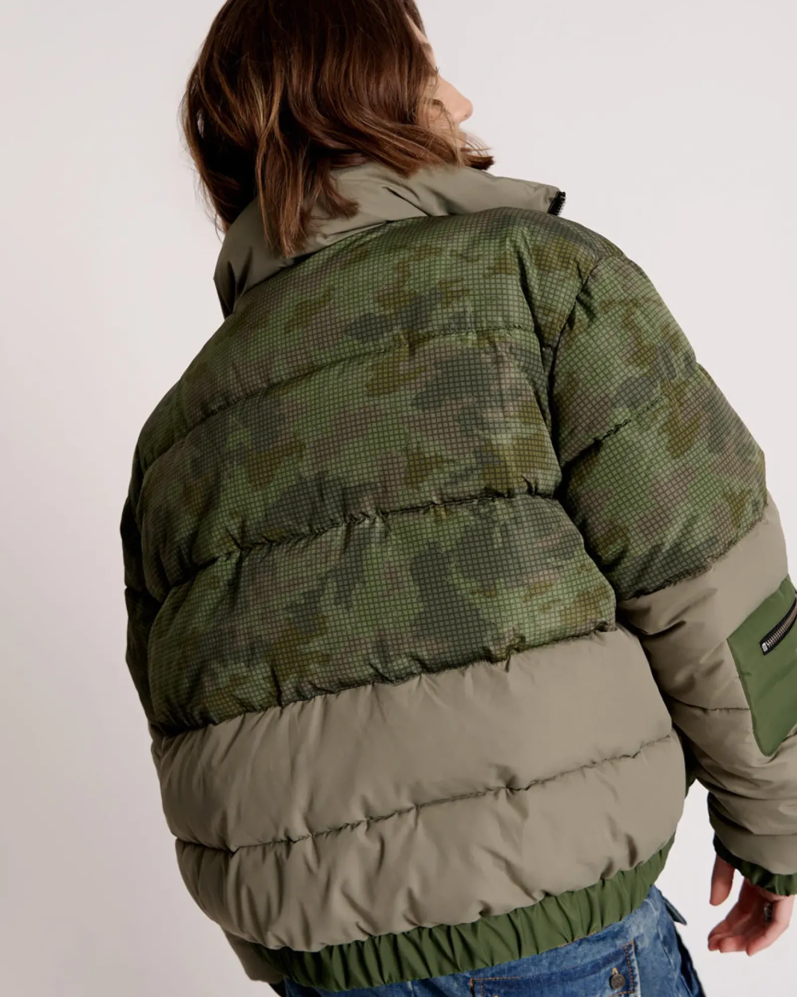 One Teaspoon Dirtee Love Camo Puffa Jacket - Khaki Outlet