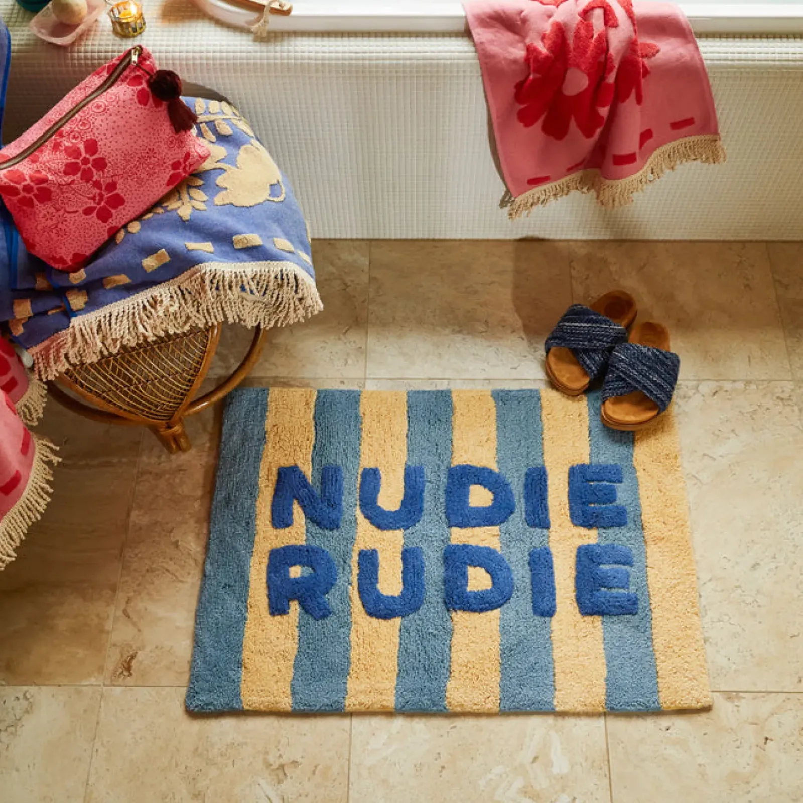 Sage & Clare Sage & Clare Ira Nudie Rudie Bath Mat - Blue Jean New