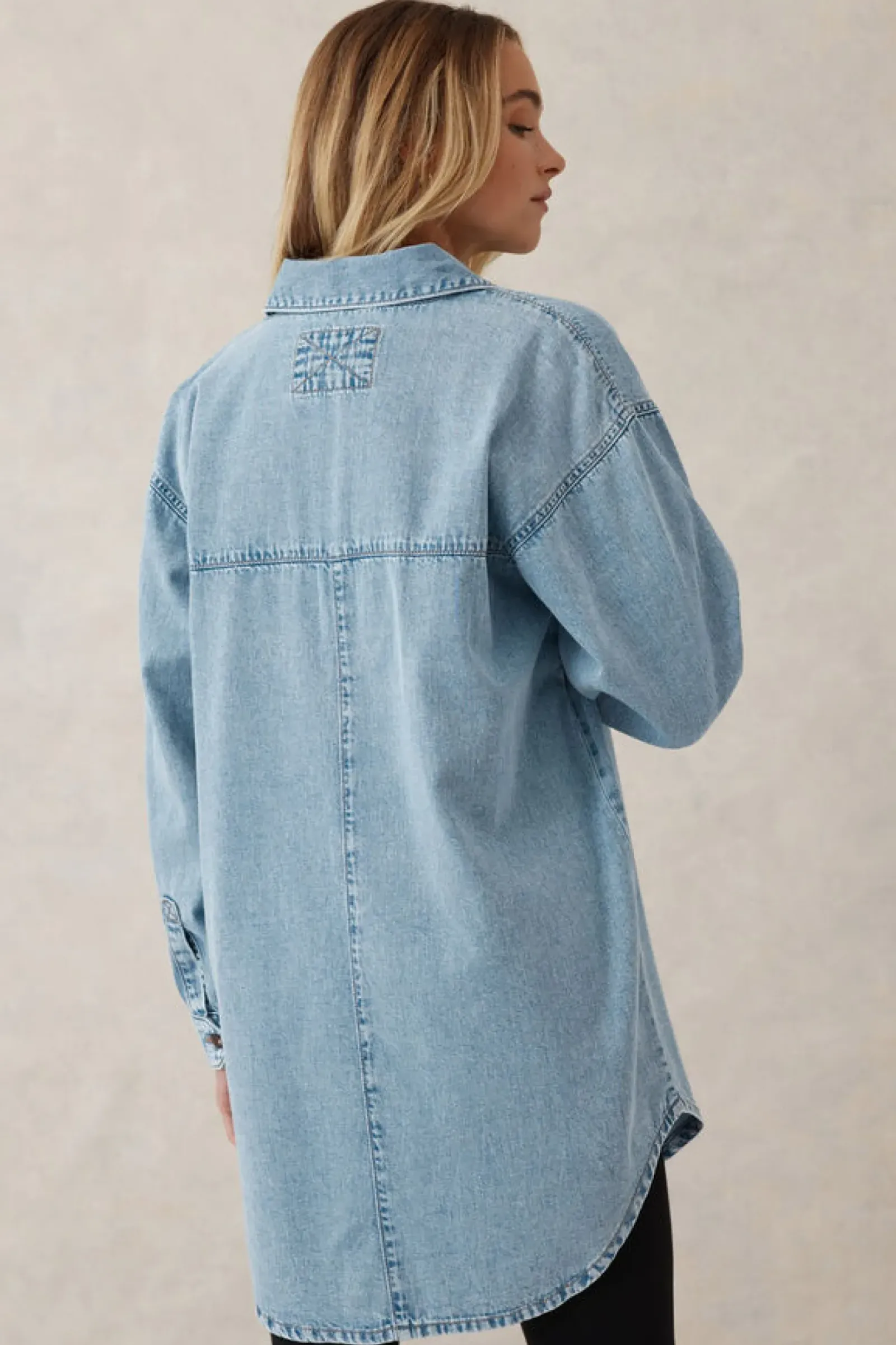 Ceres Life Longline Denim Shirt - Vintage blue Fashion