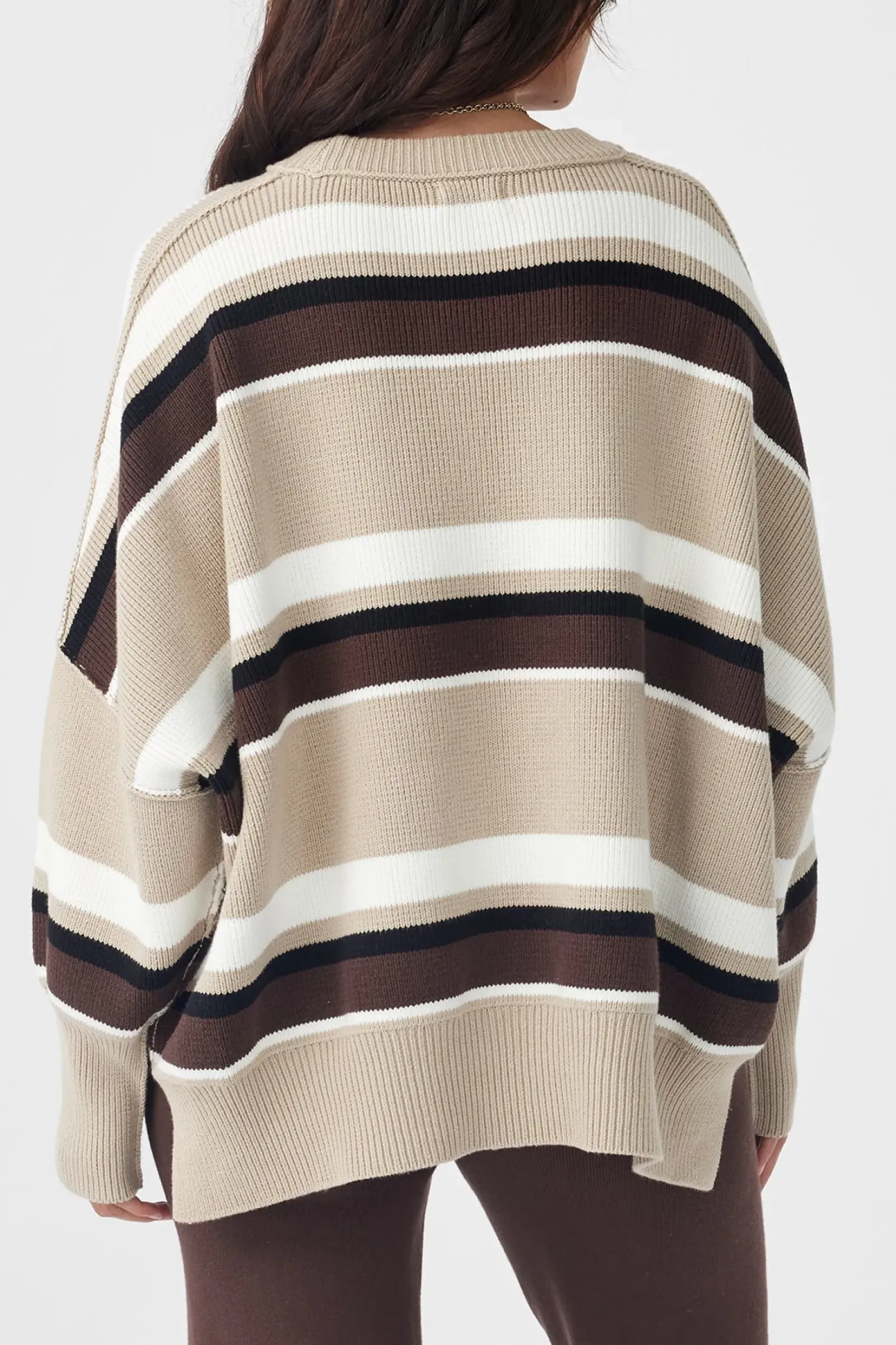 ARCAA Harper Stripe Sweater - Chocolate, Cream & Black Sale