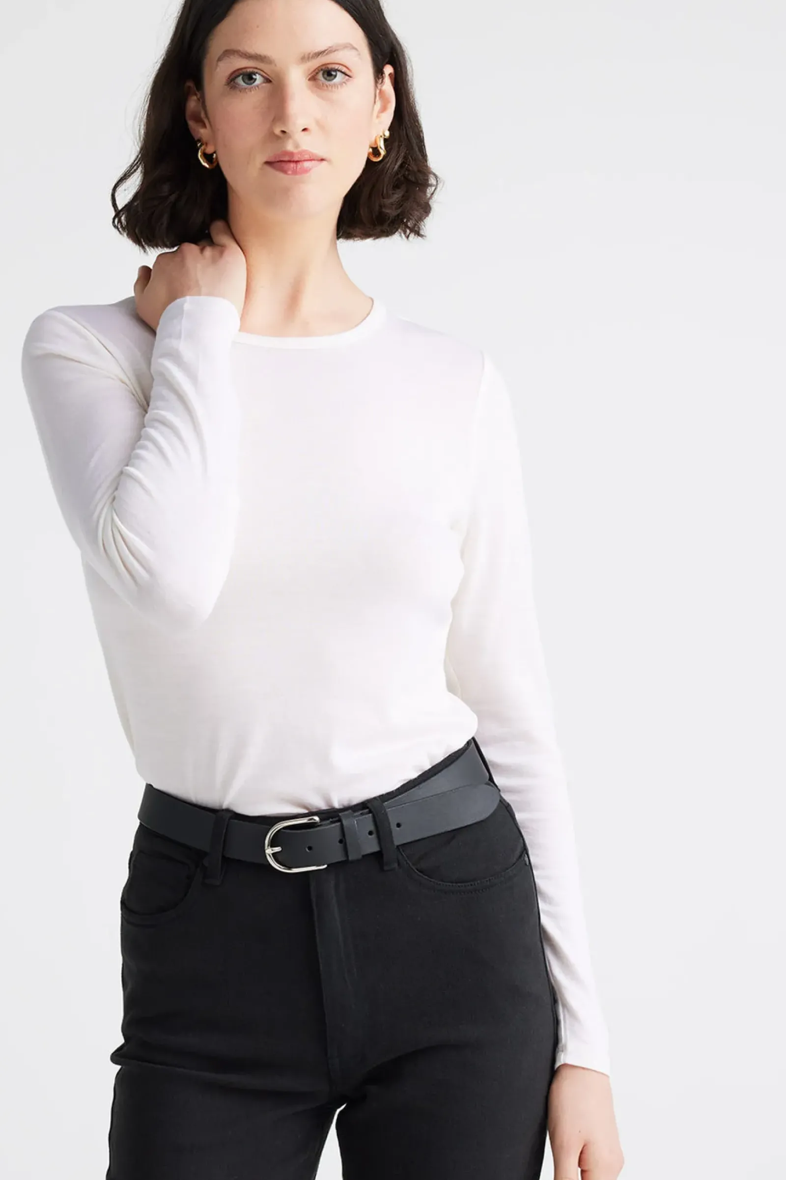 Toorallie Crew Merino Tee - Warm White Discount