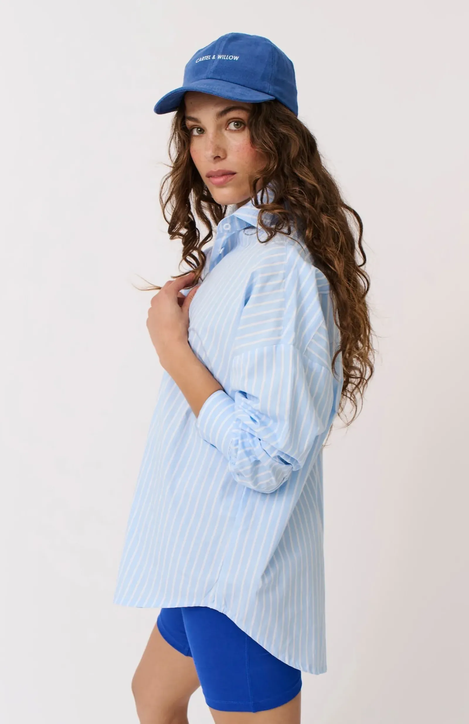 Cartel & Willow Cartel & Willow Tammy Shirt - Aqua Stripe Sale