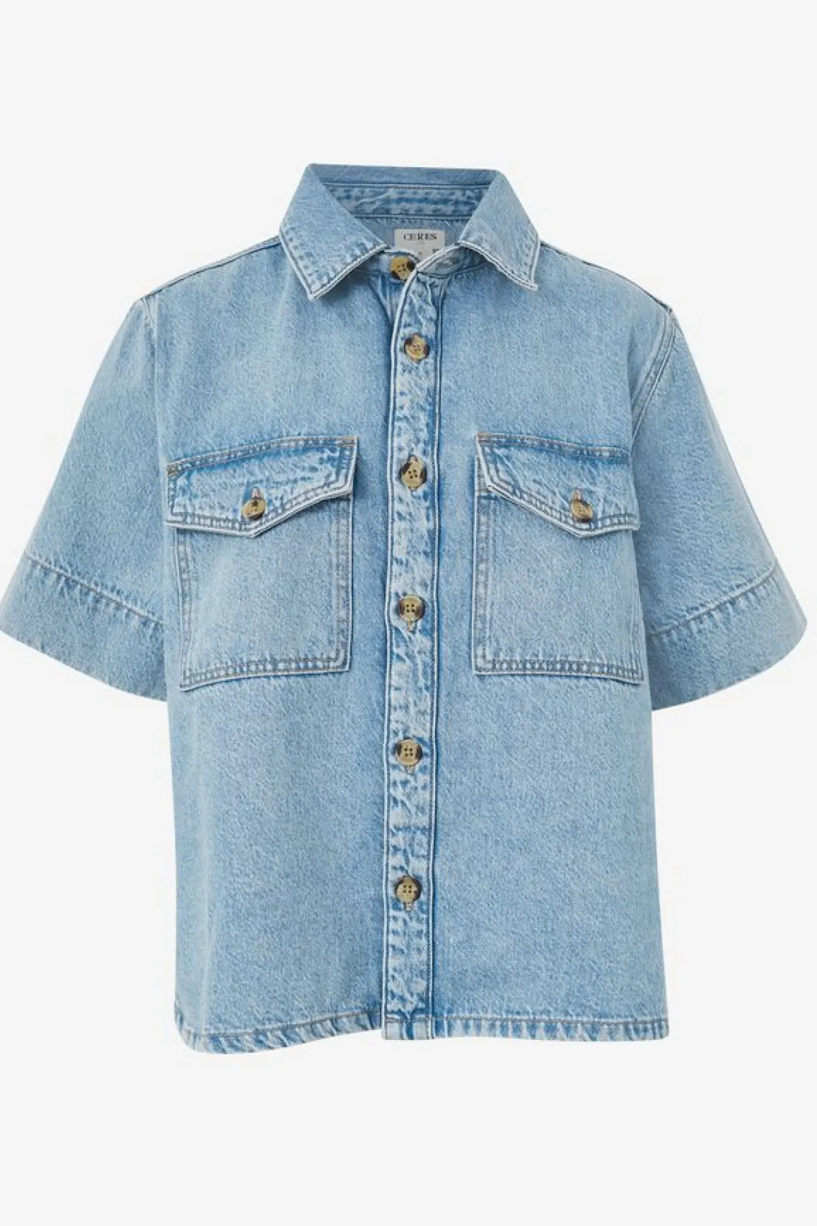 Ceres Life Short Sleeve Boxy Shirt - Vintage Blue Denim Outlet