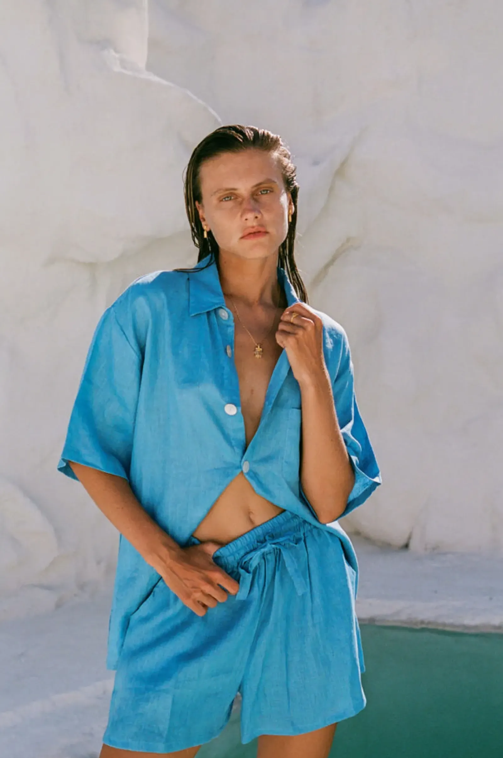 Hobo & Hatch Hobo & Hatch Breeze Shirt - Ocean Sale