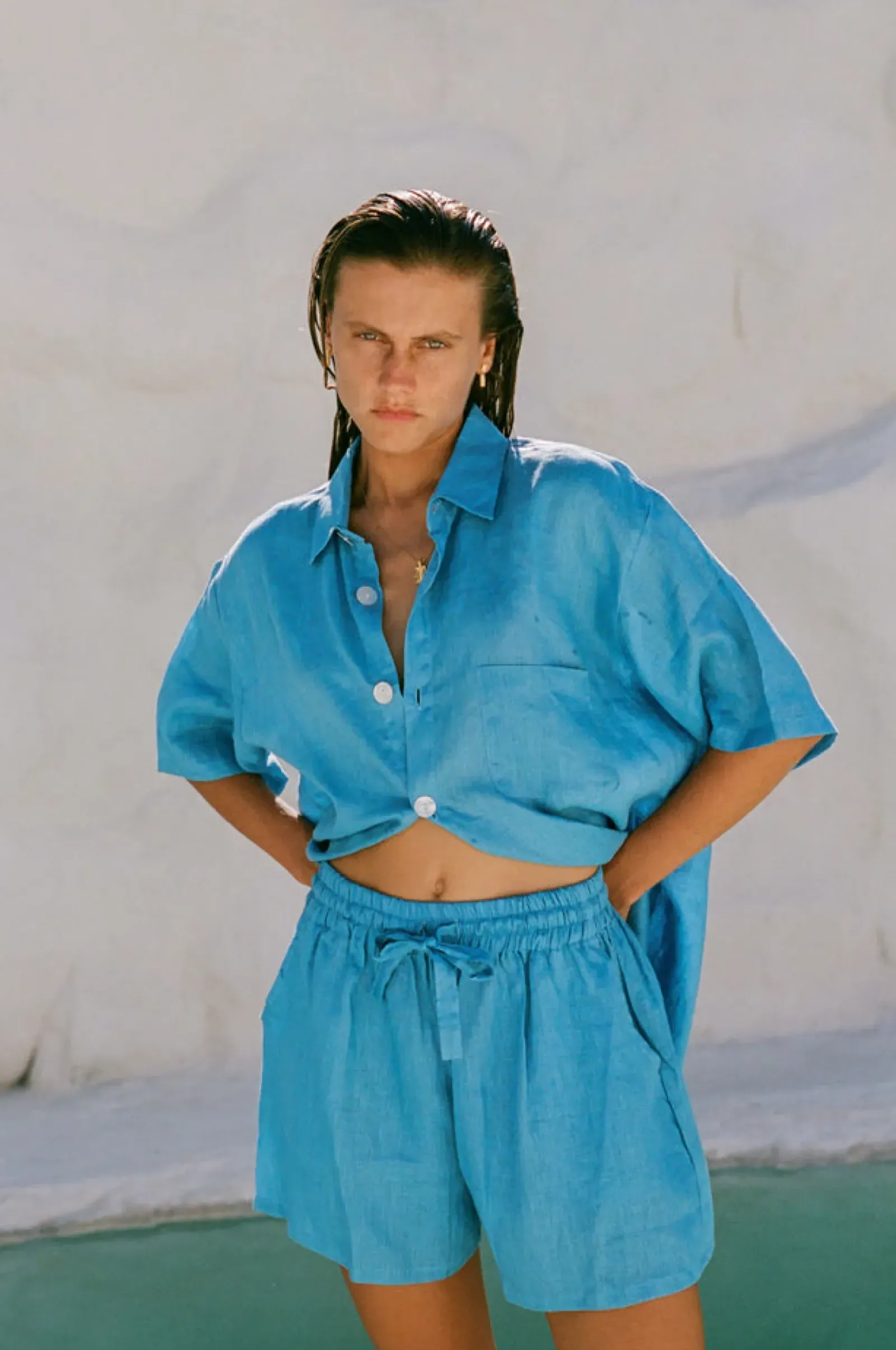 Hobo & Hatch Hobo & Hatch Breeze Shirt - Ocean Sale
