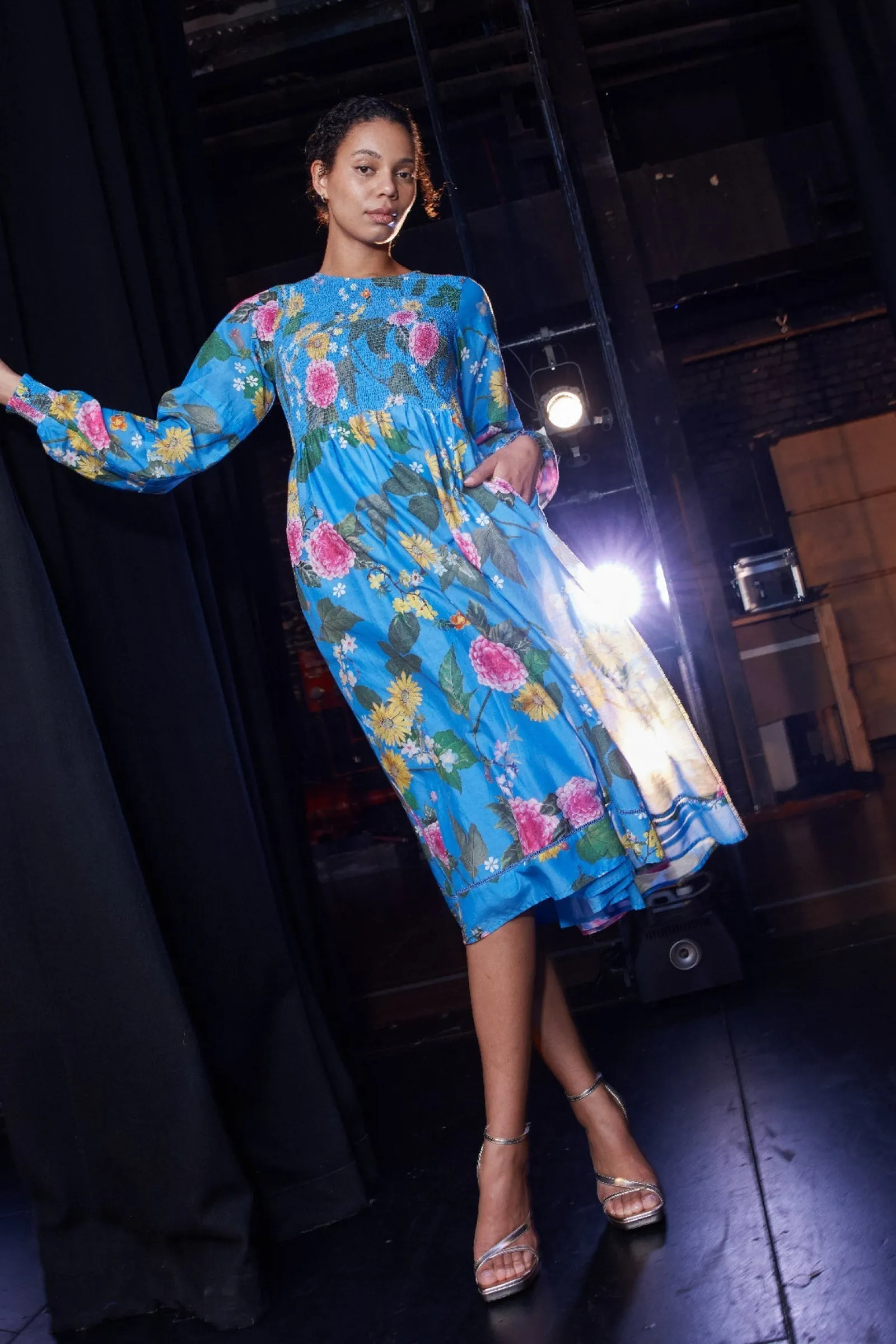 Alessandra Jade Cotton Silk Dress - Periwinkle  Aria Sale