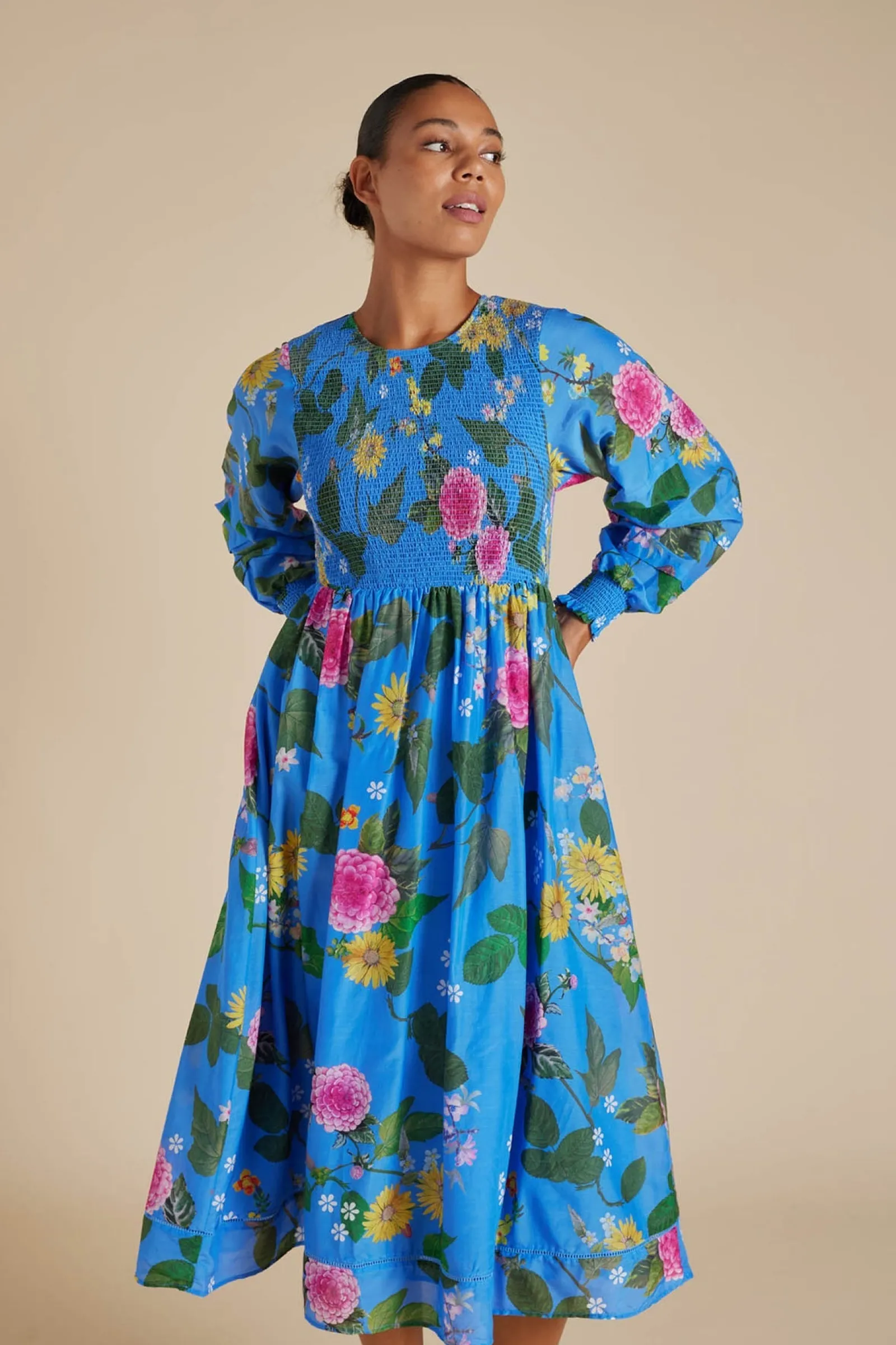 Alessandra Jade Cotton Silk Dress - Periwinkle  Aria Sale