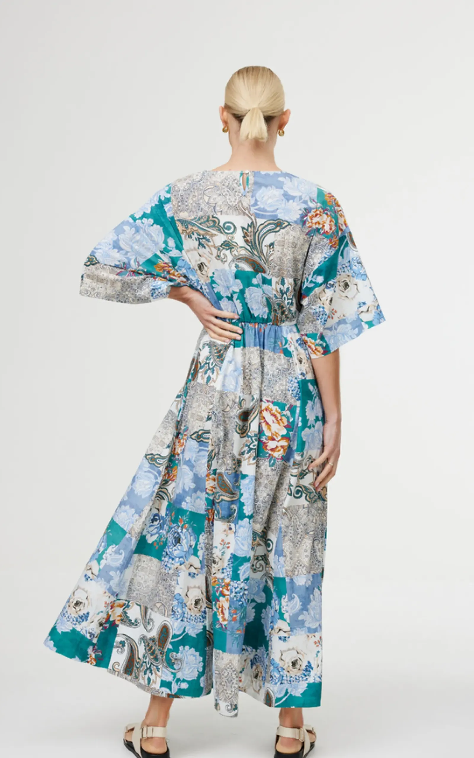 Kinney Ellis Dress - Cyan Patchwork New