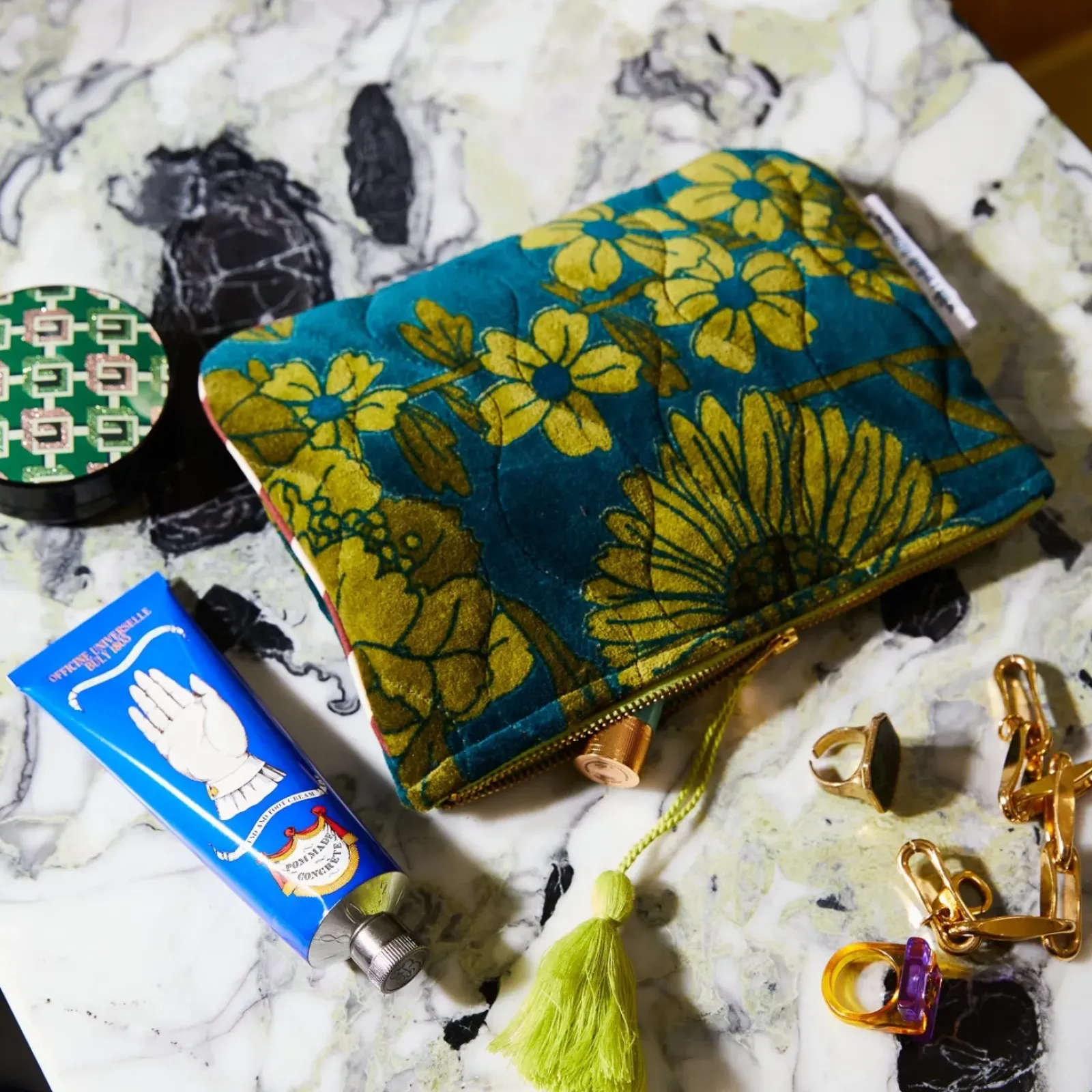 Sage & Clare Sage & Clare Bernanda Velvet Pouch - Peacock Discount