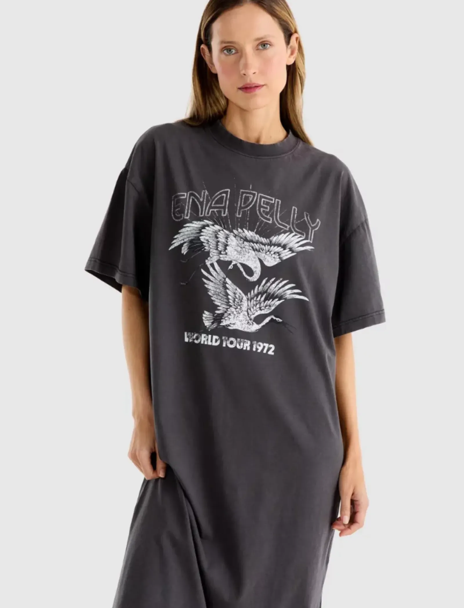 Ena Pelly World Tour Tee Dress - Faded Black Hot
