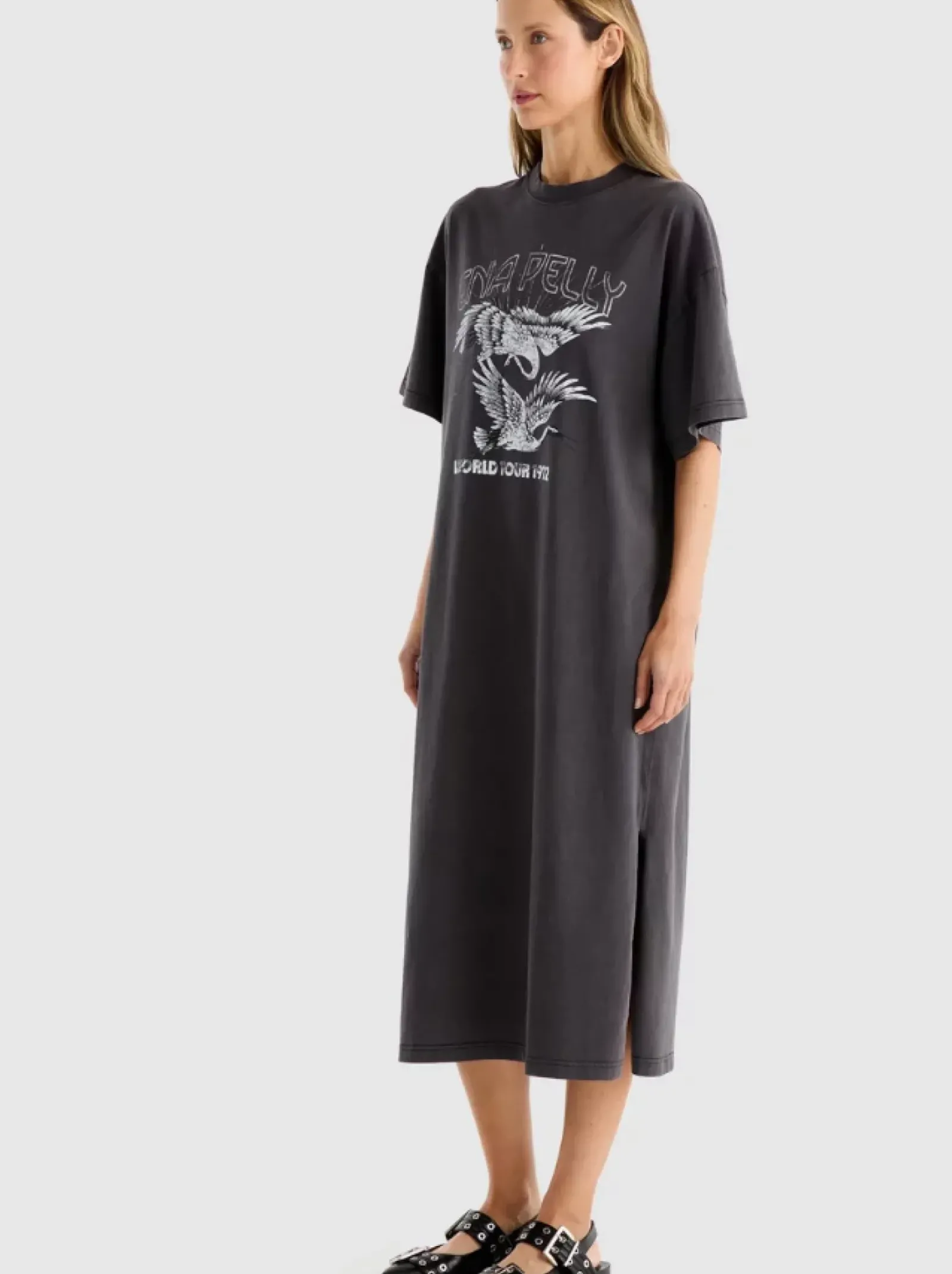 Ena Pelly World Tour Tee Dress - Faded Black Hot
