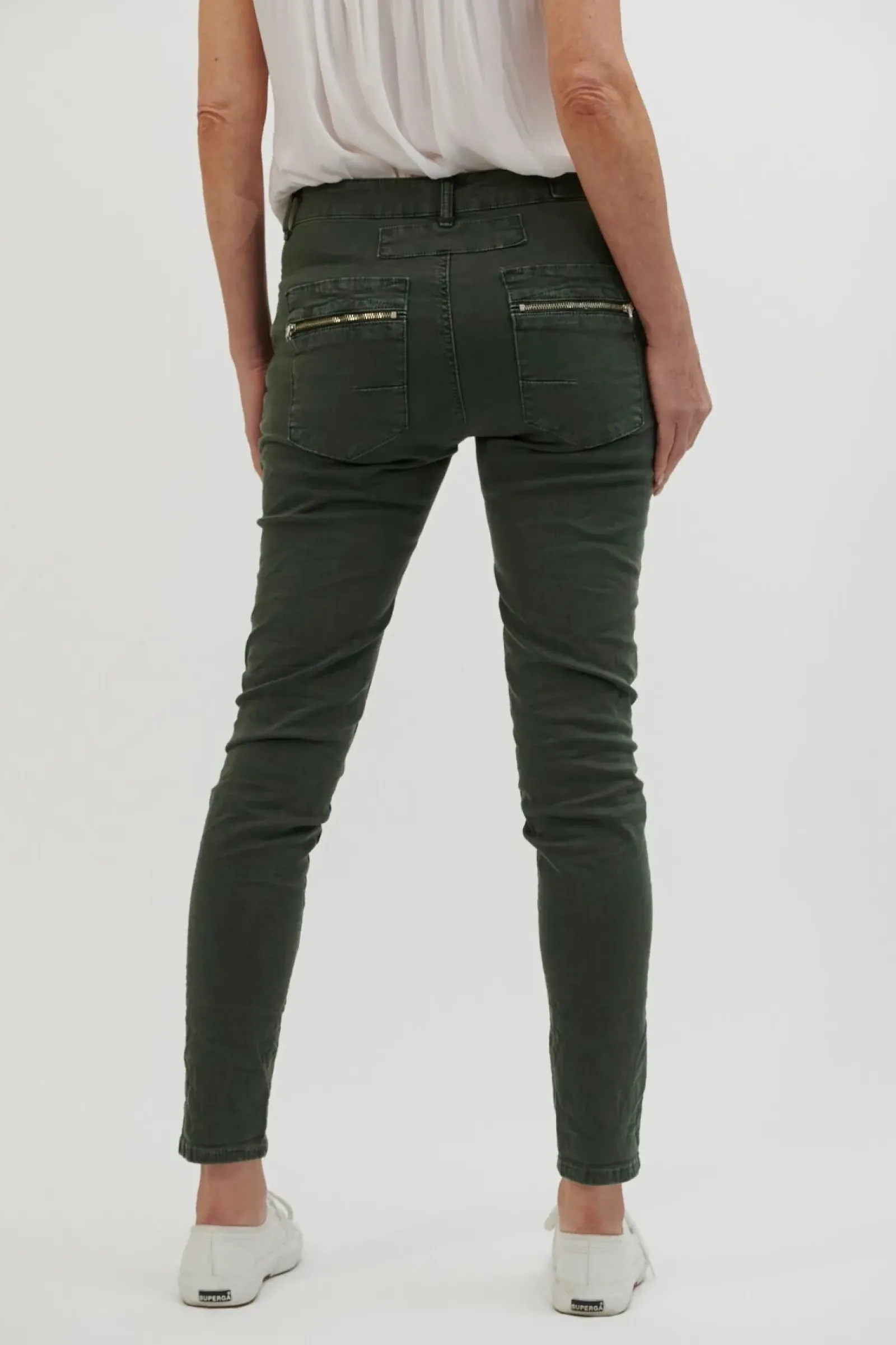 Italian Star Button Jean - Military New