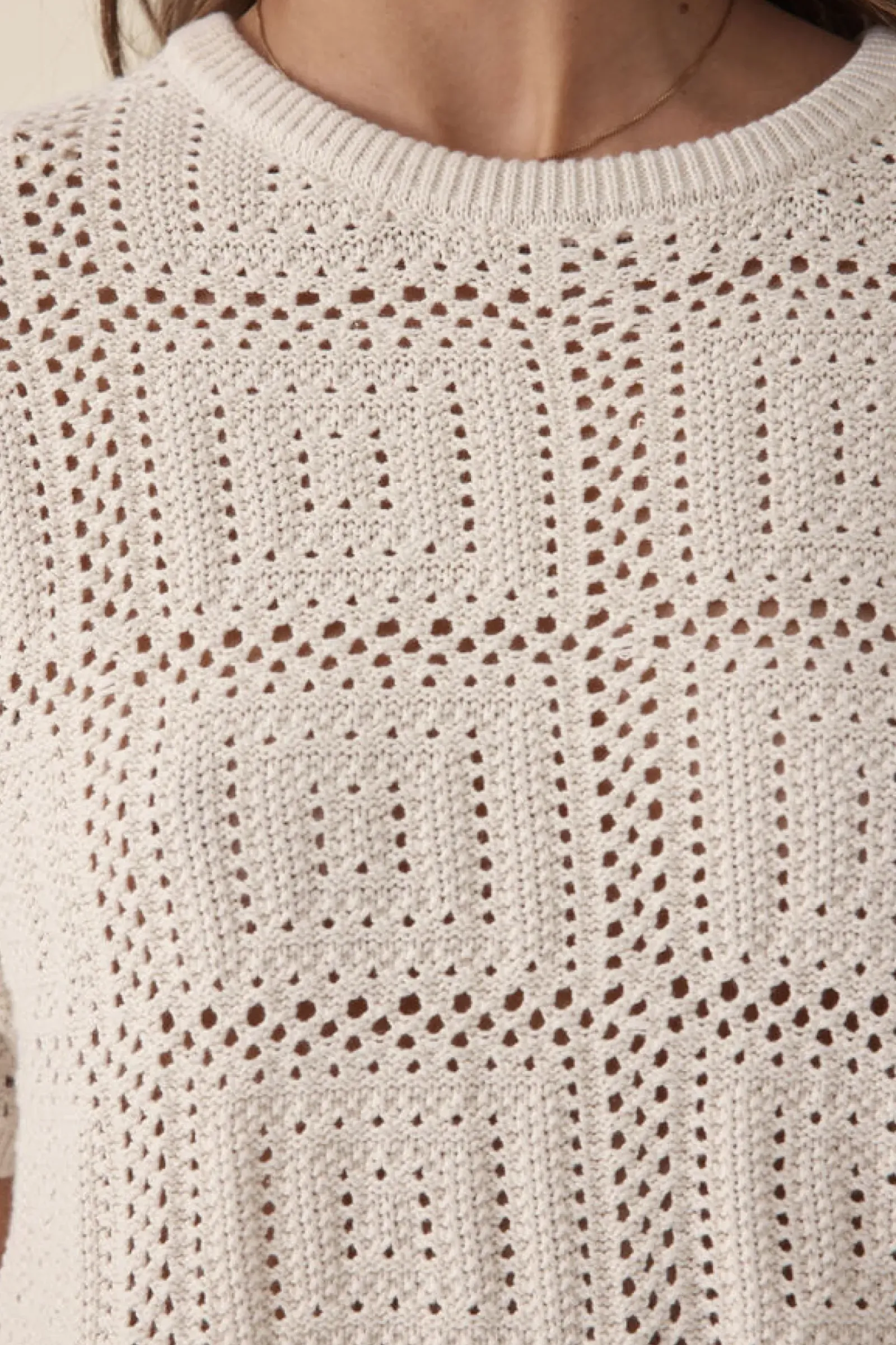 Ceres Life Square Knit Boxy Tee - Ecru Online