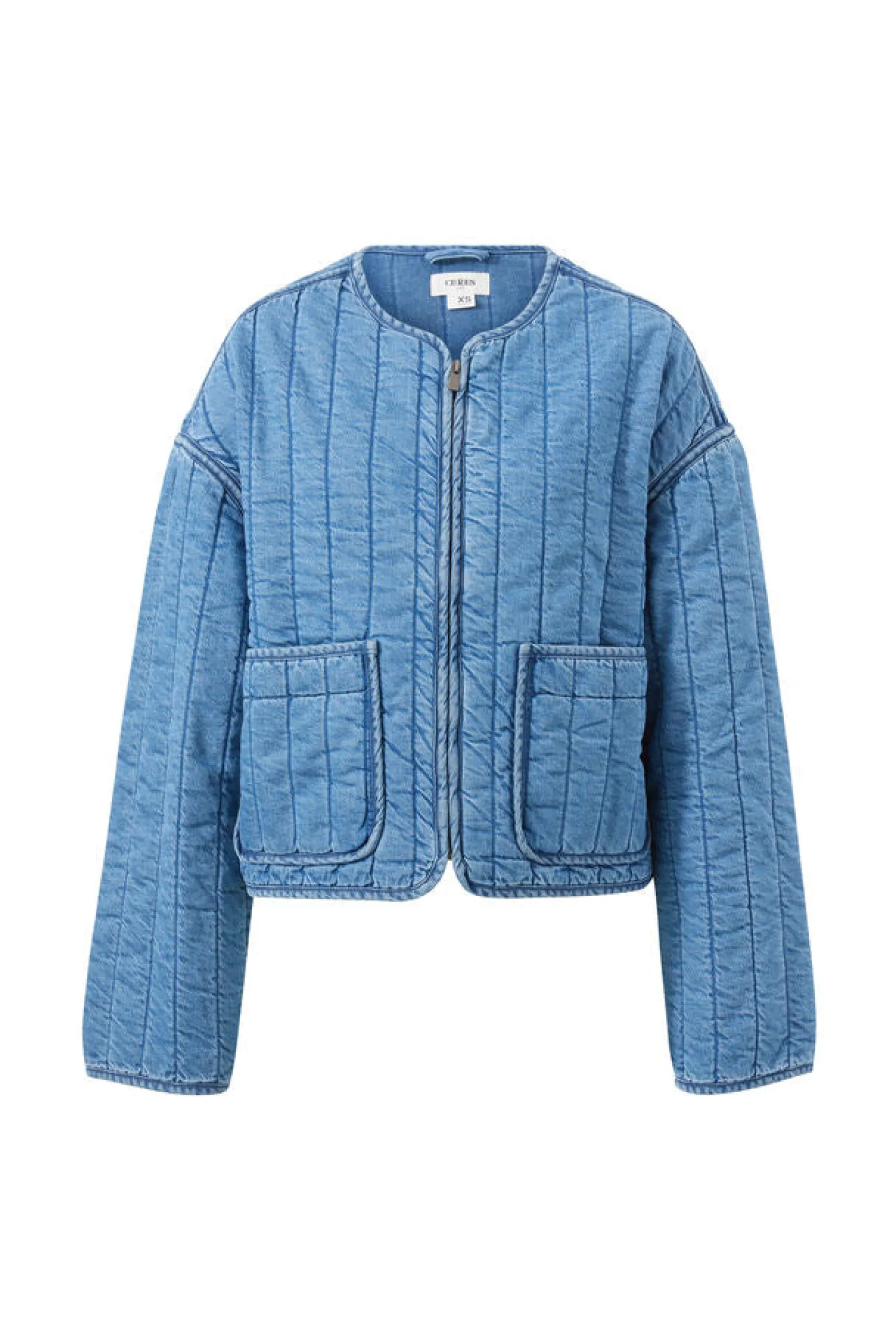 Ceres Life Comfy Quilted Boxy Jacket - Worn Blue Outlet