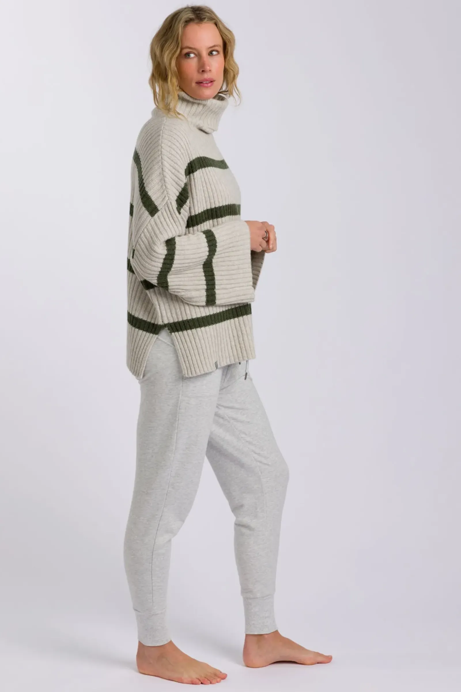 Talamaya Divine Rib Pullover - Loden Stripe Best
