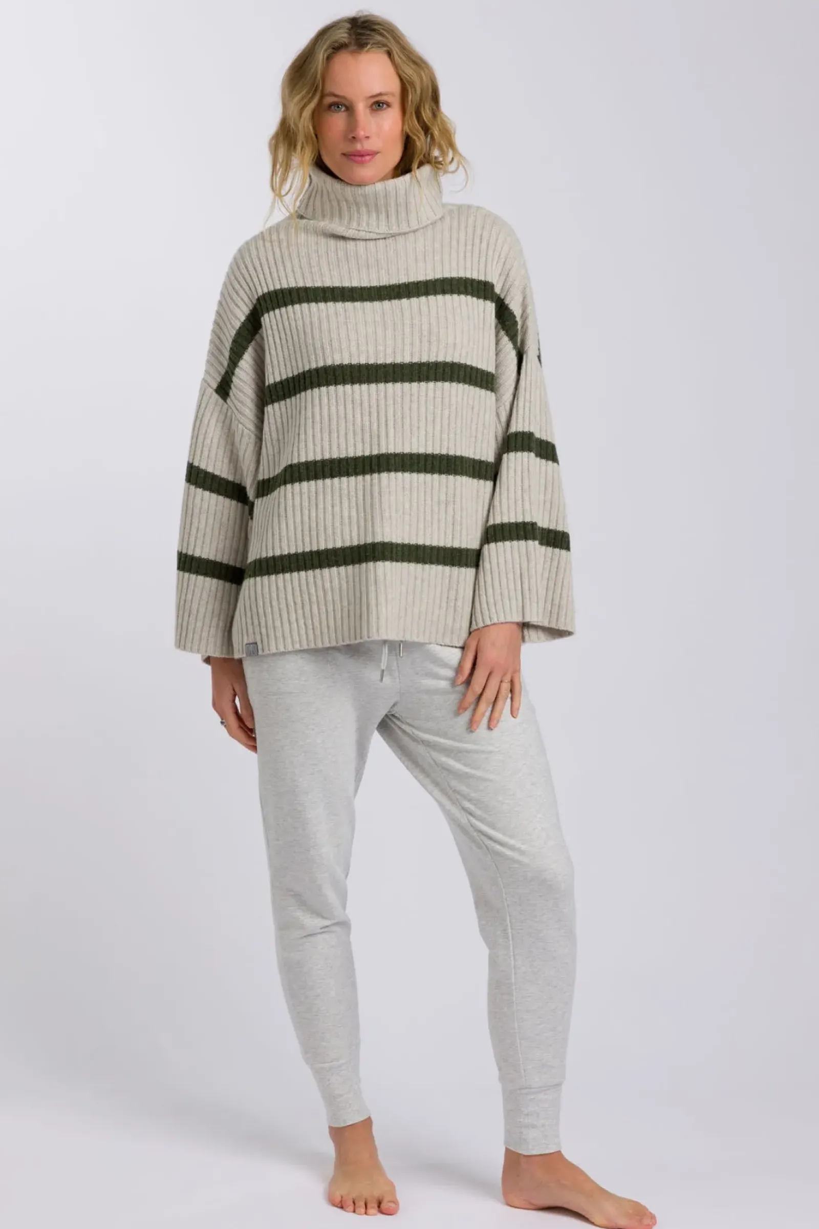 Talamaya Divine Rib Pullover - Loden Stripe Best
