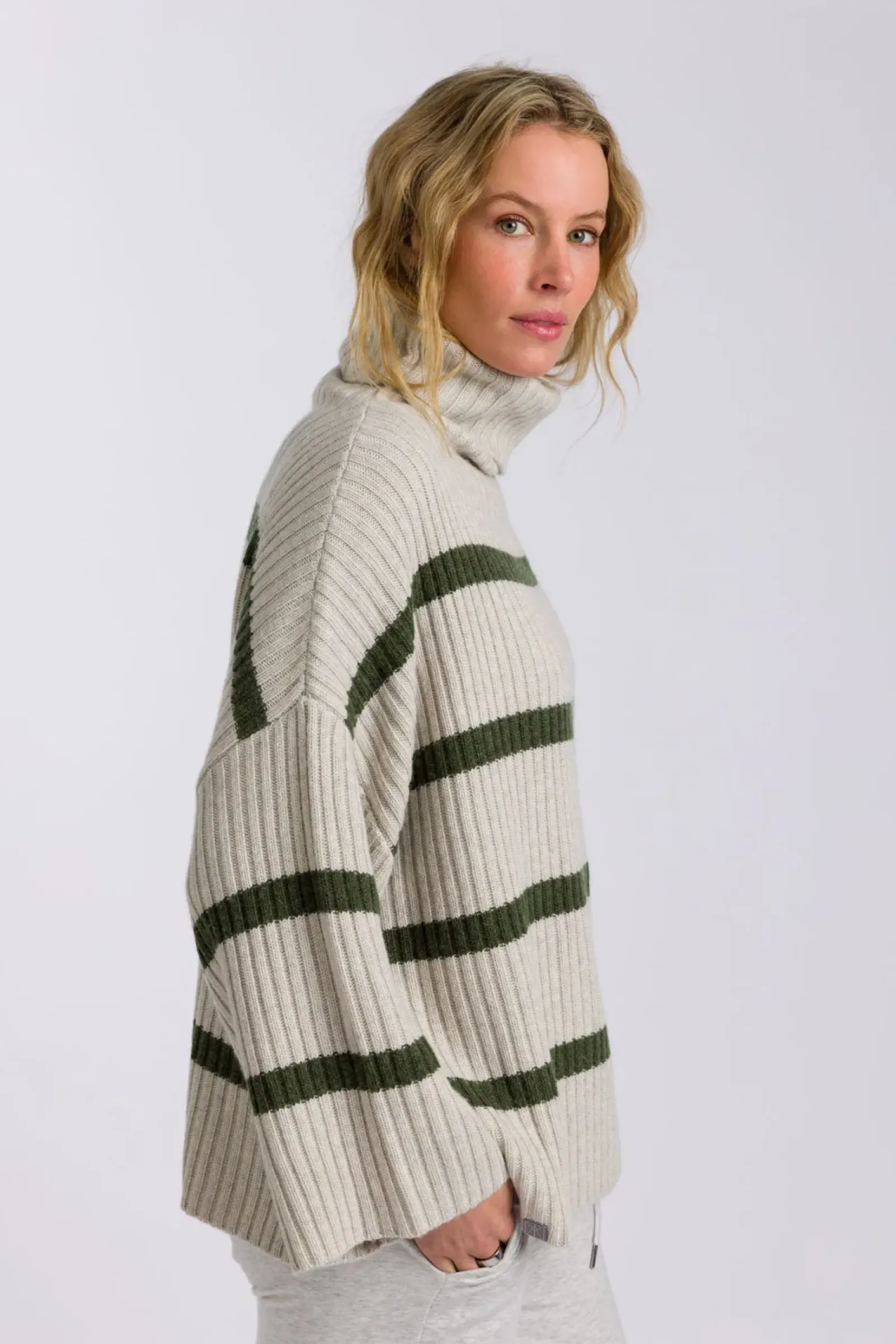 Talamaya Divine Rib Pullover - Loden Stripe Best