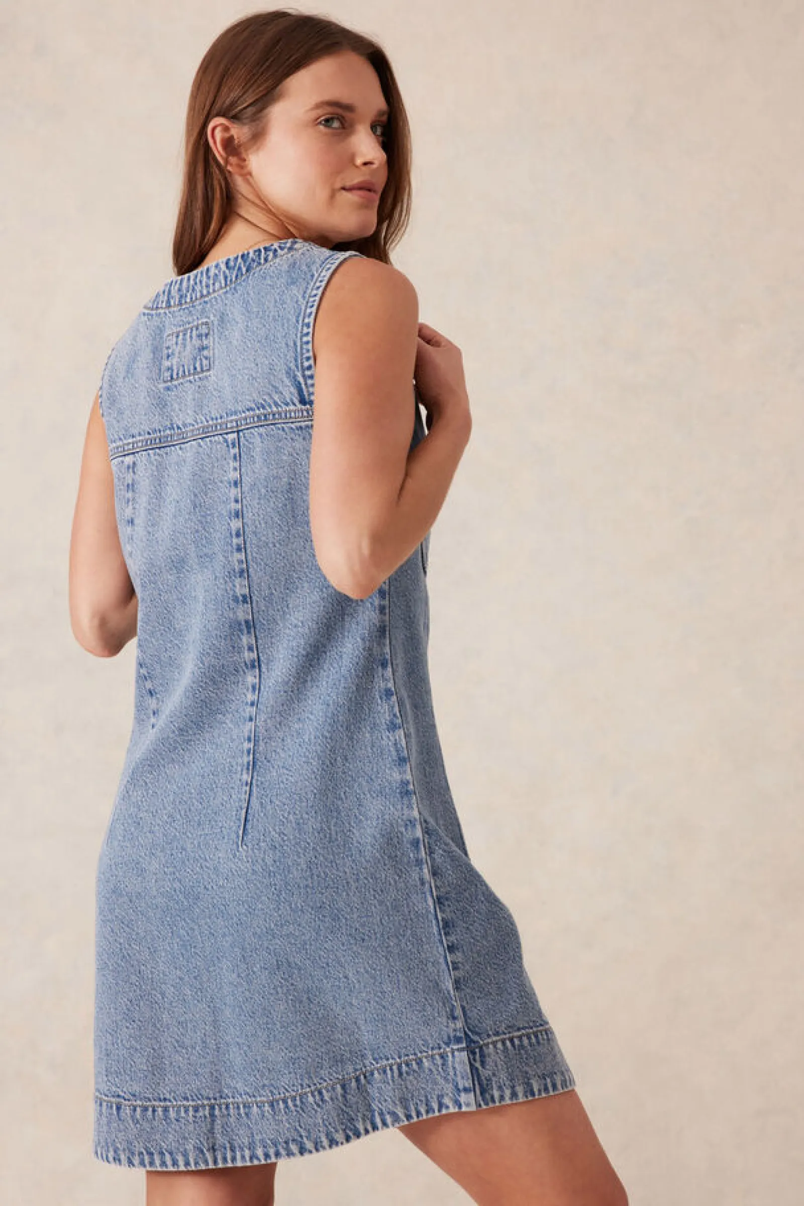 Ceres Life Seamed Mini Shift Dress - Mid Vintage Blue Online