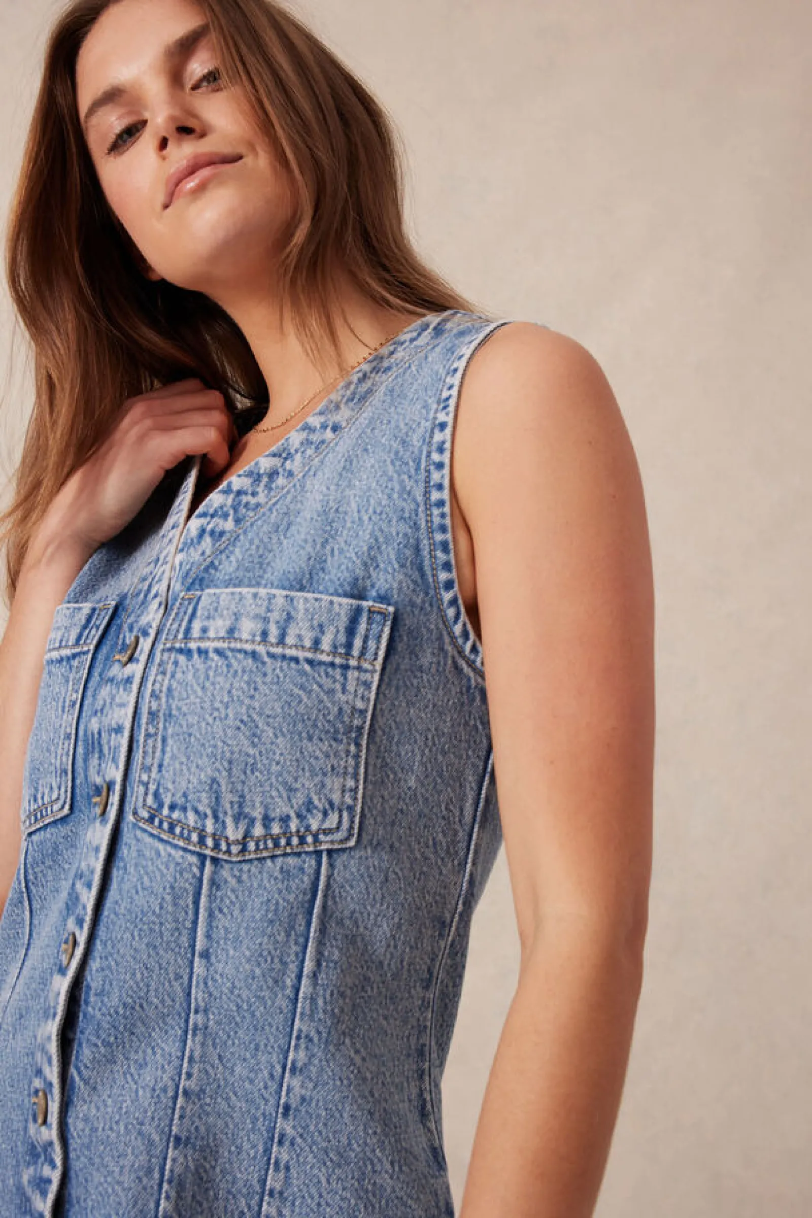 Ceres Life Seamed Mini Shift Dress - Mid Vintage Blue Online