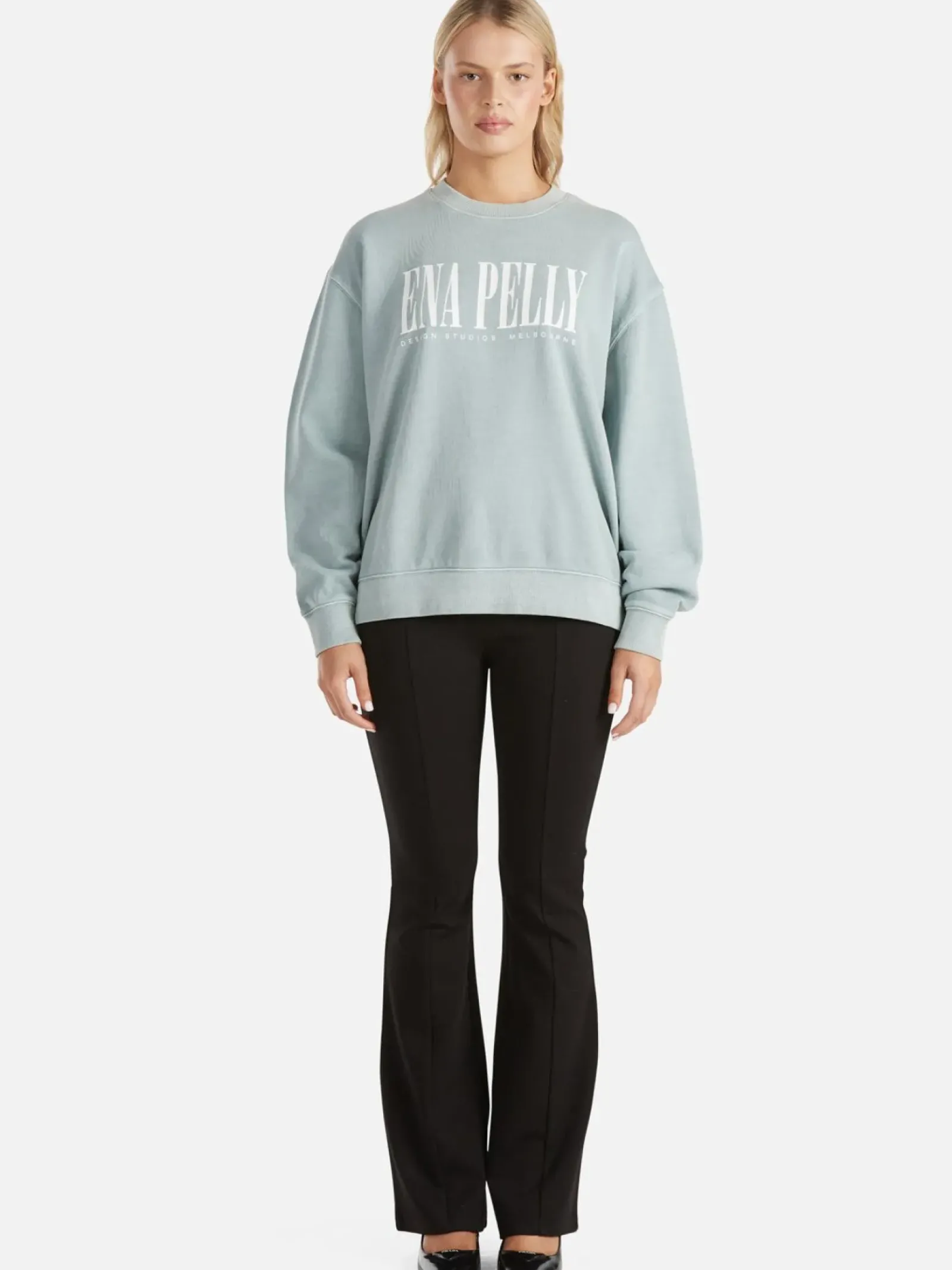 Ena Pelly Lilly Oversized Sweater City - Seafoam Wash New