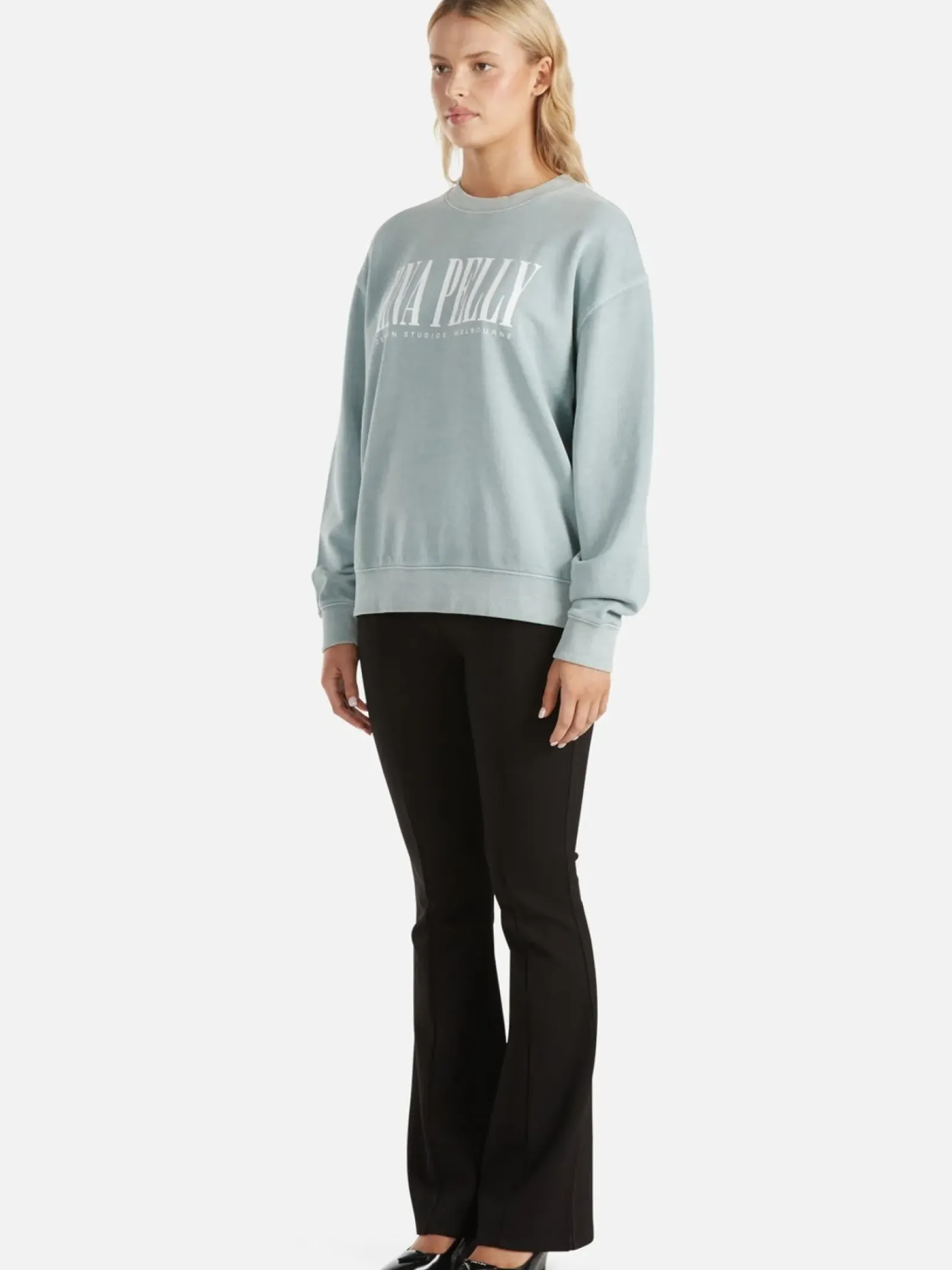 Ena Pelly Lilly Oversized Sweater City - Seafoam Wash New