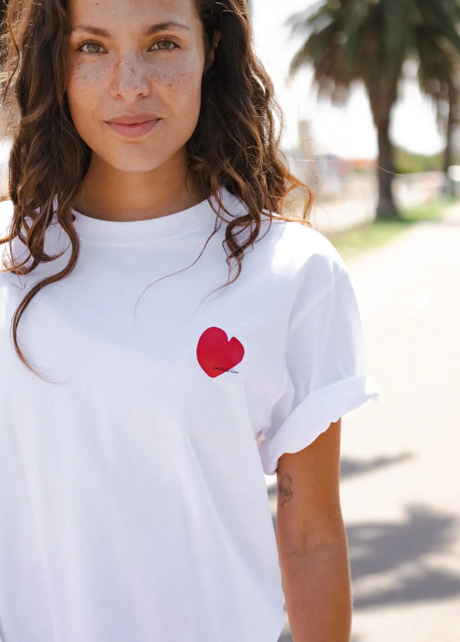 Cartel & Willow Cartel & Willow Mini Heart Tee - White/Deep Red Sale