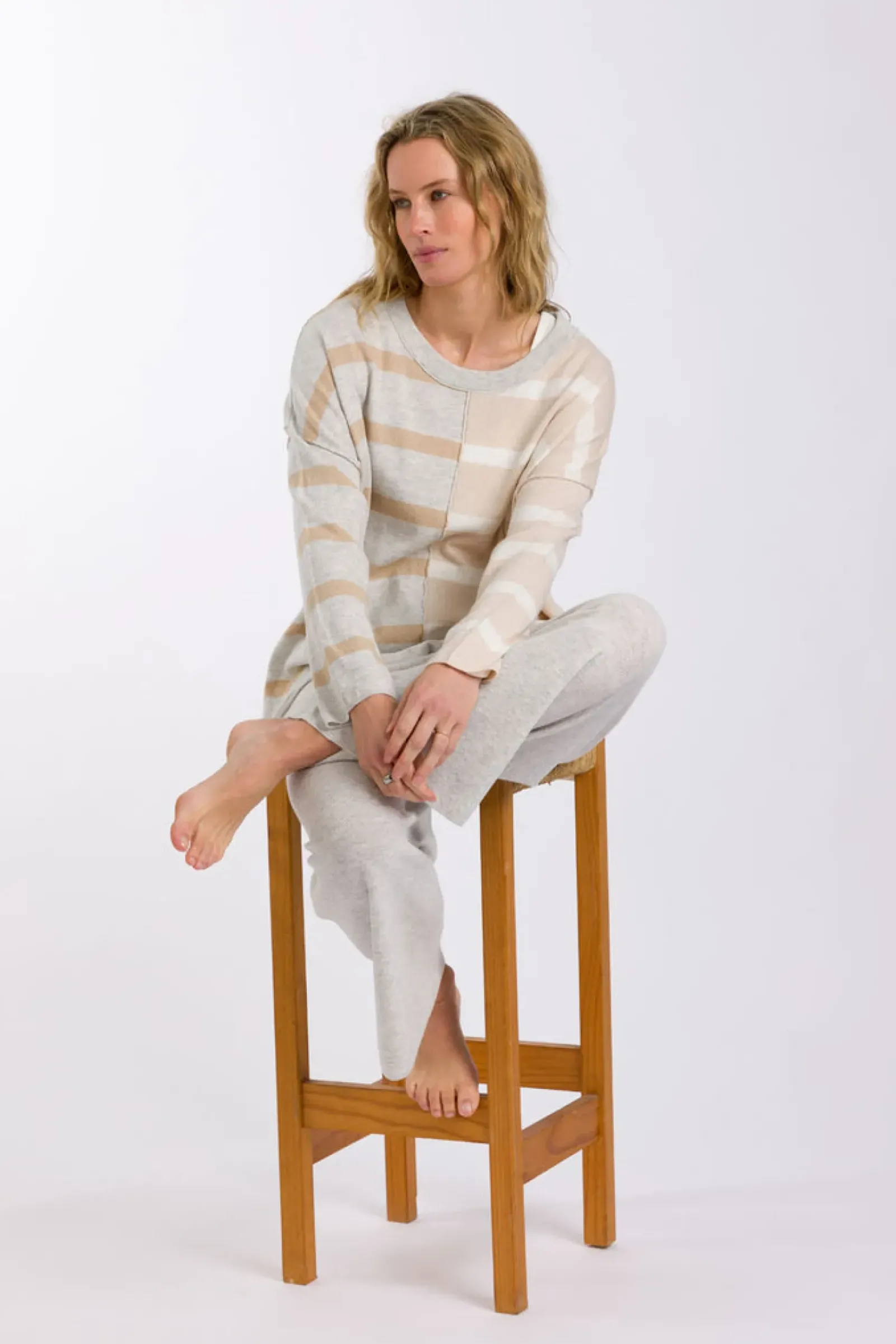 Talamaya Hinterland Stripe Pullover - Sawdust Sale