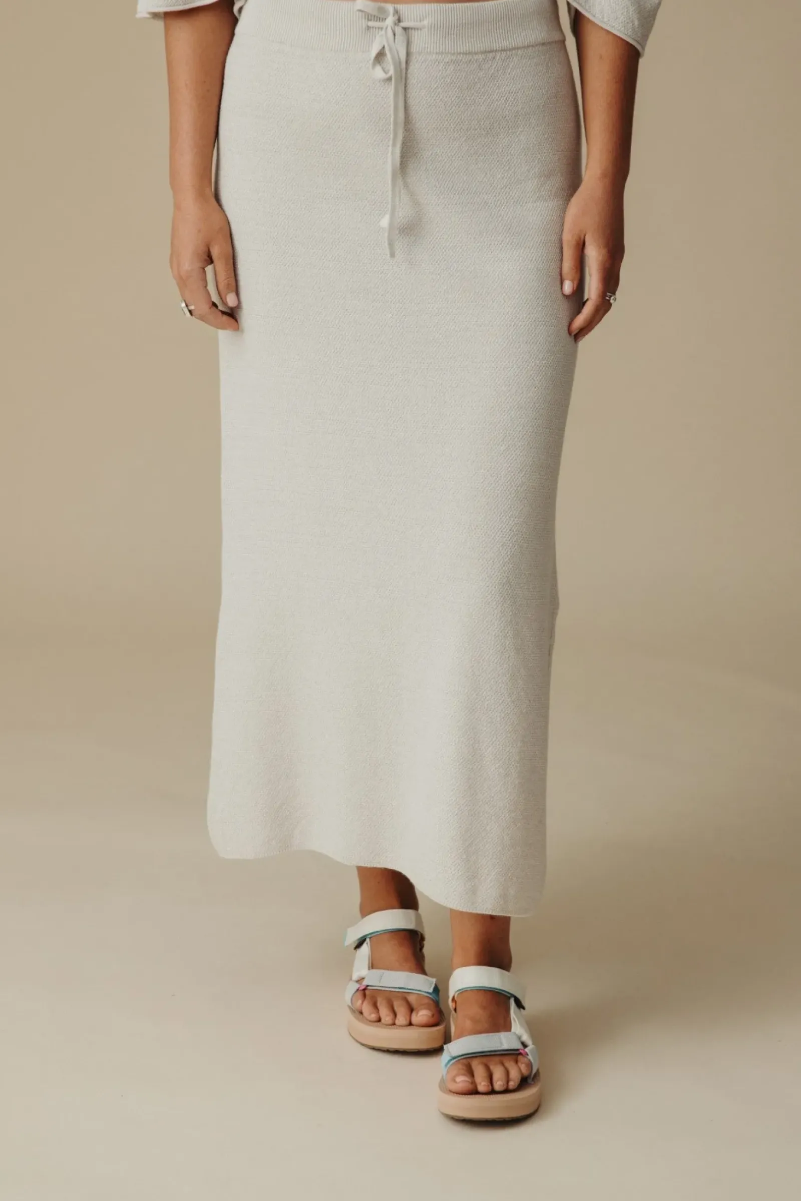 Talamaya Retreat Cotton Twist Skirt - Silver & White Sale
