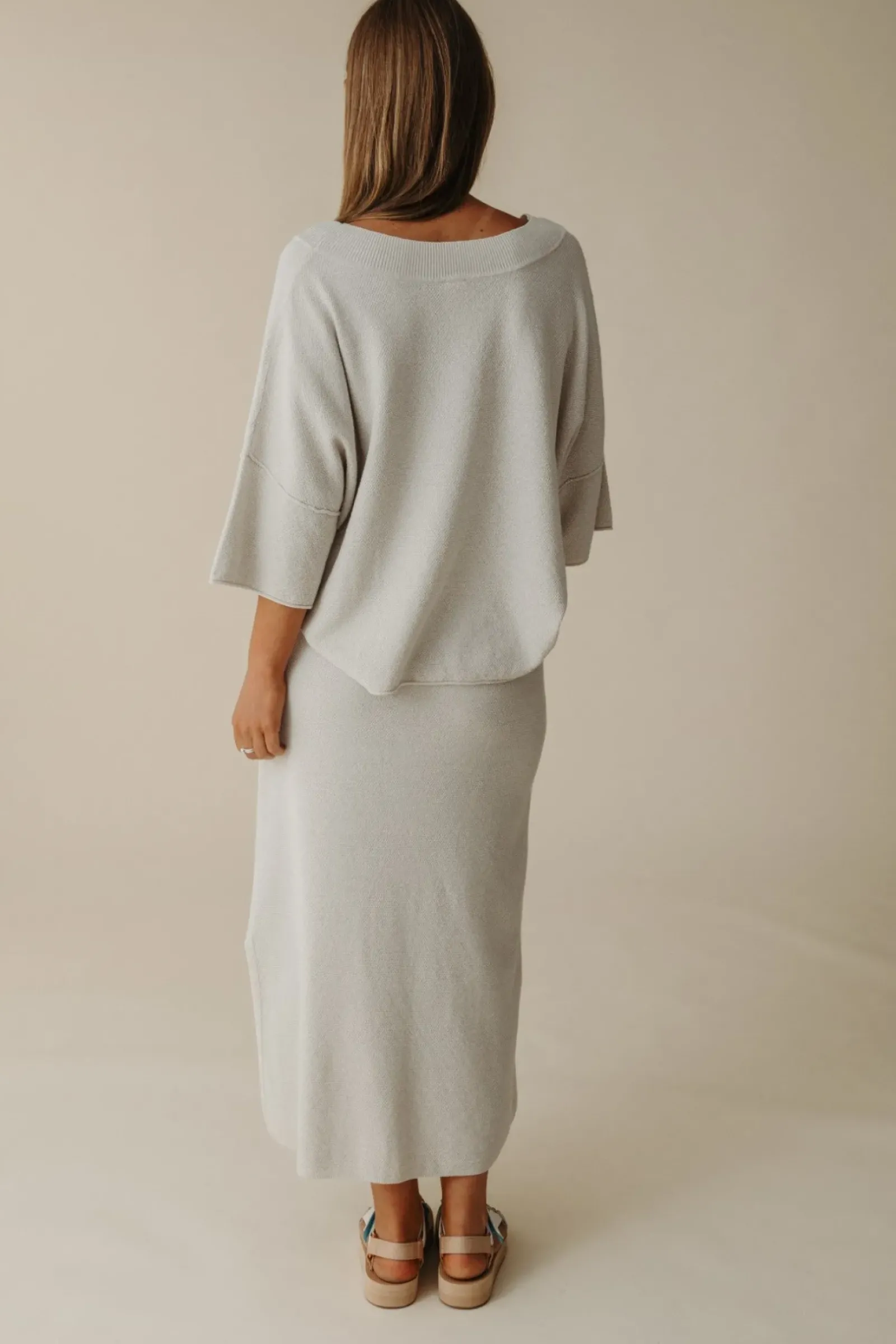 Talamaya Retreat Cotton Twist Skirt - Silver & White Sale