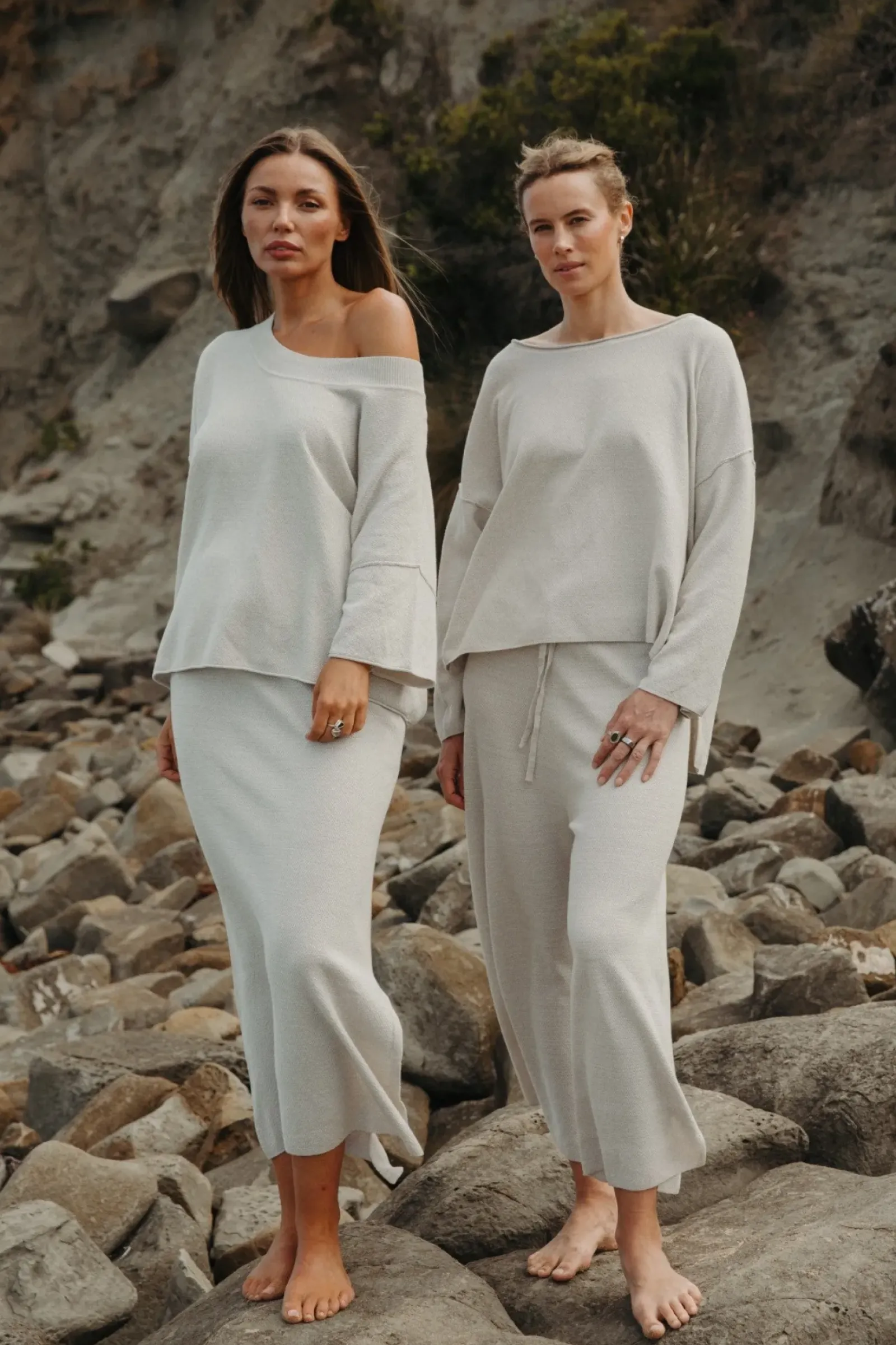 Talamaya Retreat Cotton Twist Skirt - Silver & White Sale