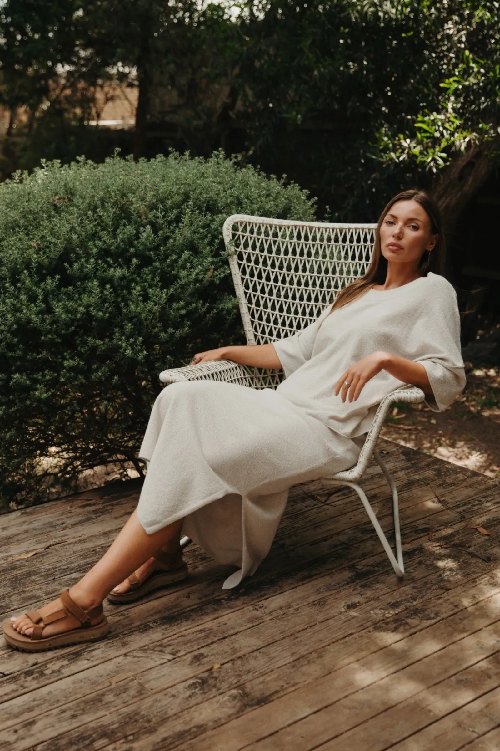 Talamaya Retreat Cotton Twist Skirt - Silver & White Sale