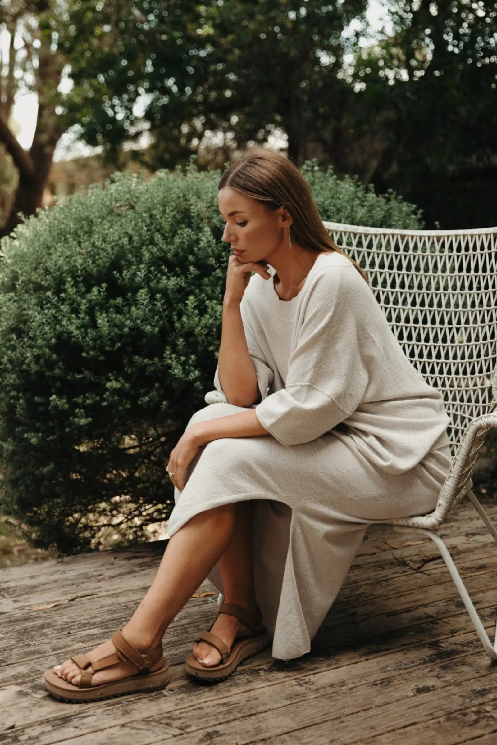 Talamaya Retreat Cotton Twist Skirt - Silver & White Sale