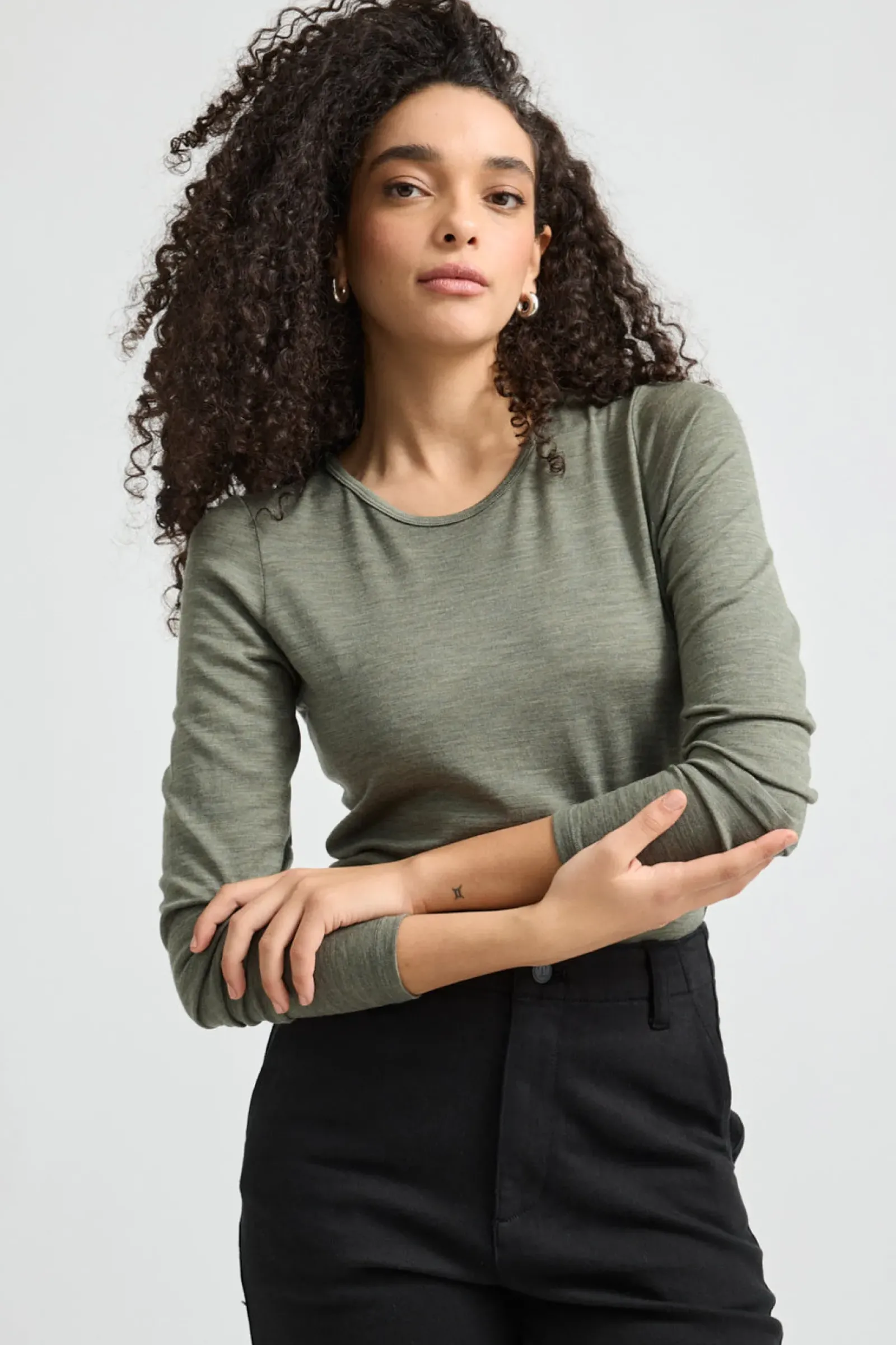 Toorallie Crew Merino Tee - Bay Leaf Discount
