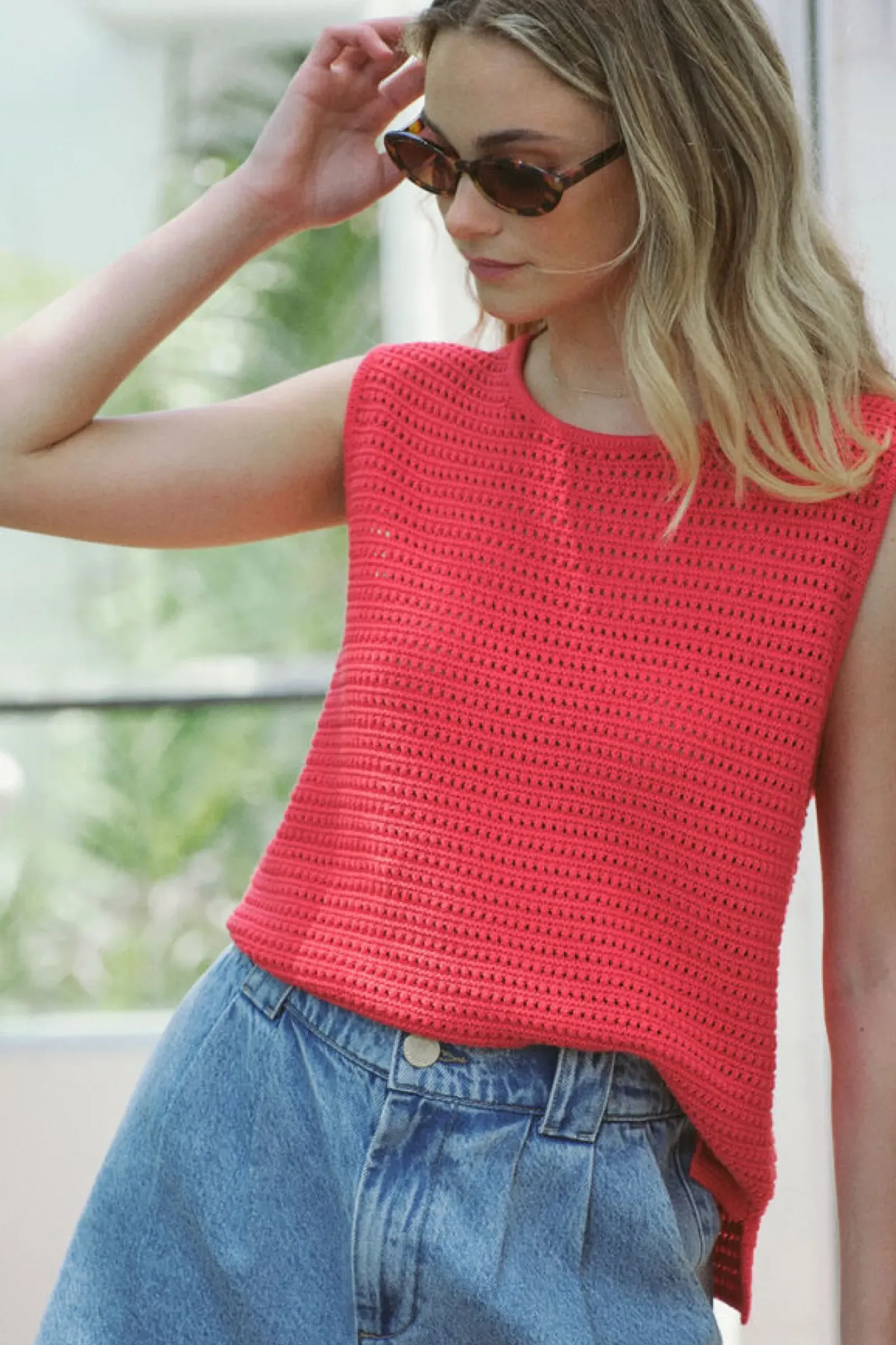 Ceres Life Mesh Knit Tank - Heritage Red Fashion