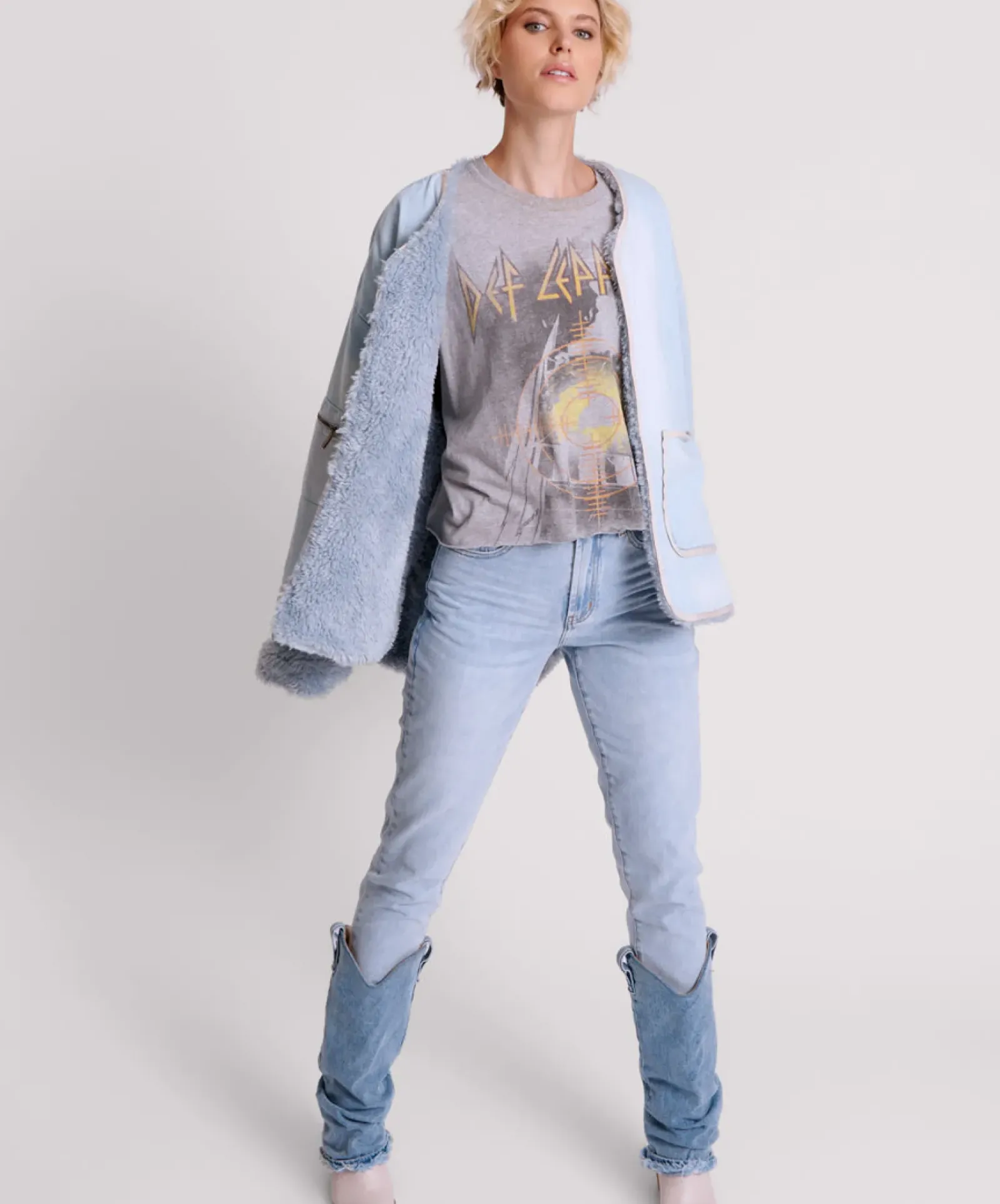 One Teaspoon Blue Space Teddy Throwover Denim Jacket New
