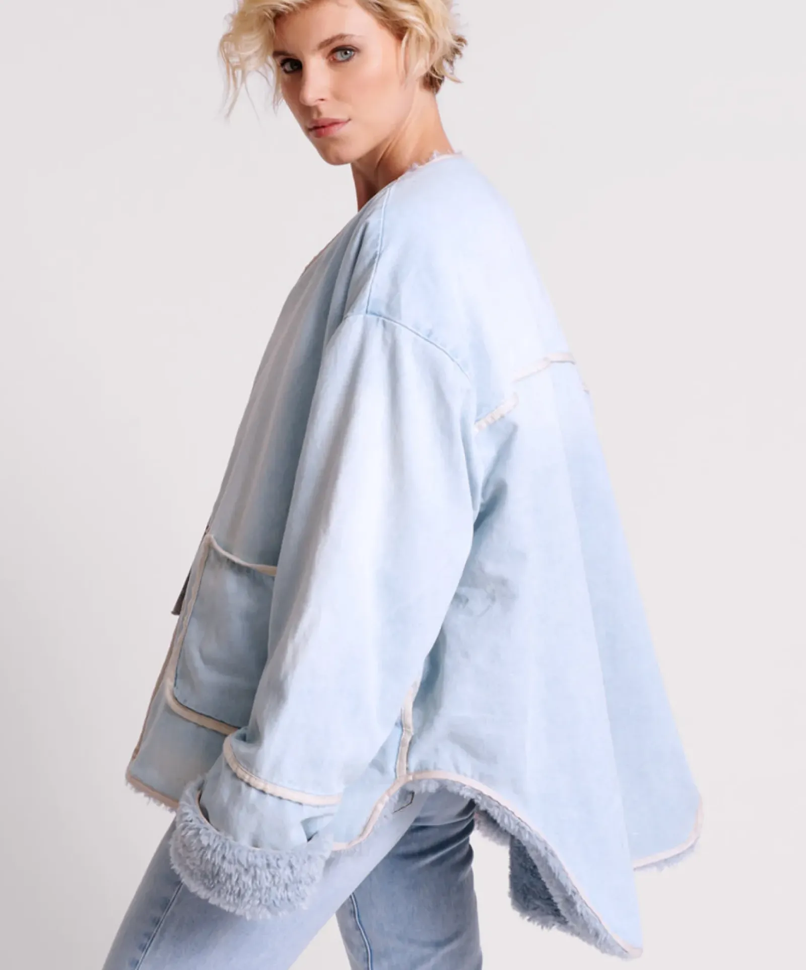One Teaspoon Blue Space Teddy Throwover Denim Jacket New