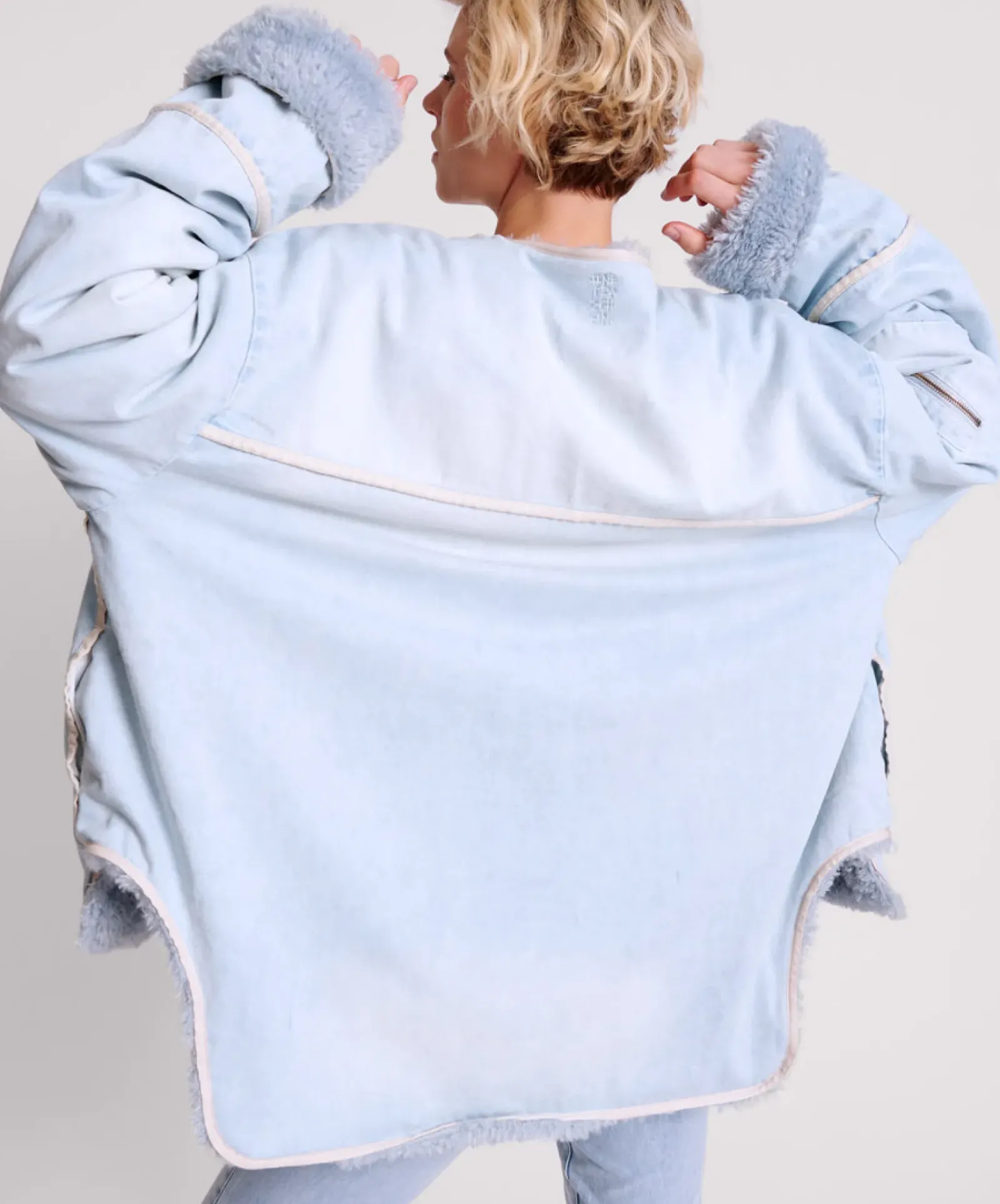 One Teaspoon Blue Space Teddy Throwover Denim Jacket New