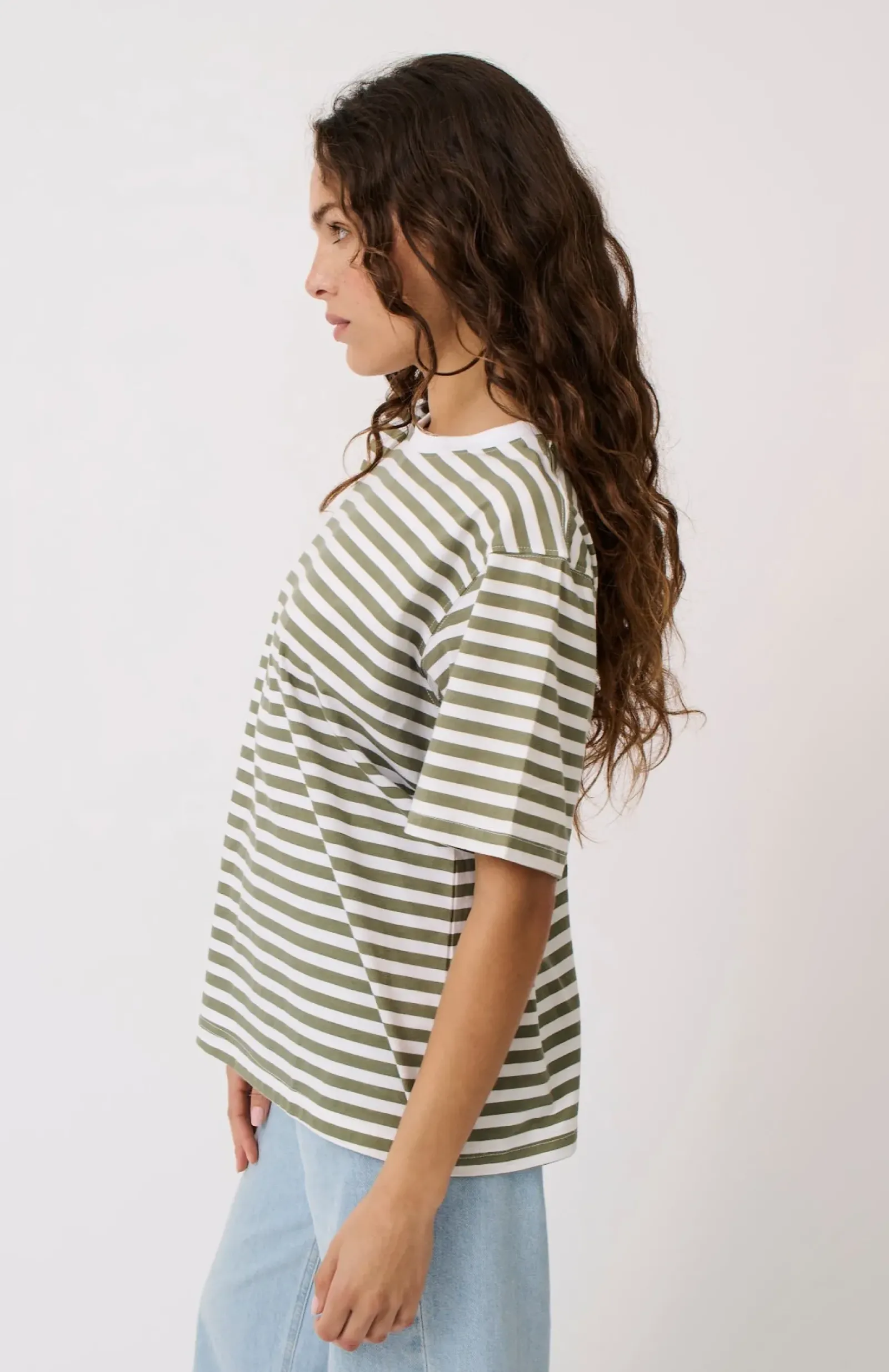 Cartel & Willow Cartel & Willow Sophie Tee - Palm Stripe Sale
