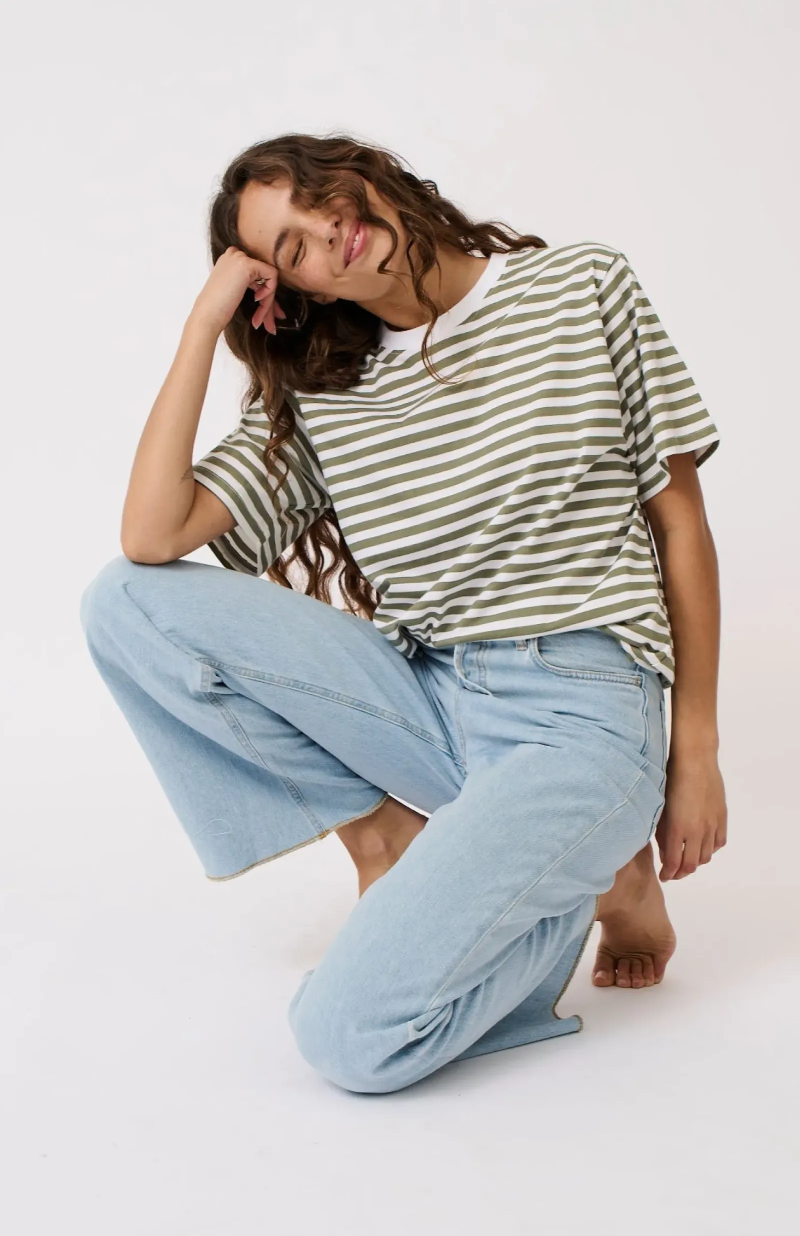 Cartel & Willow Cartel & Willow Sophie Tee - Palm Stripe Sale