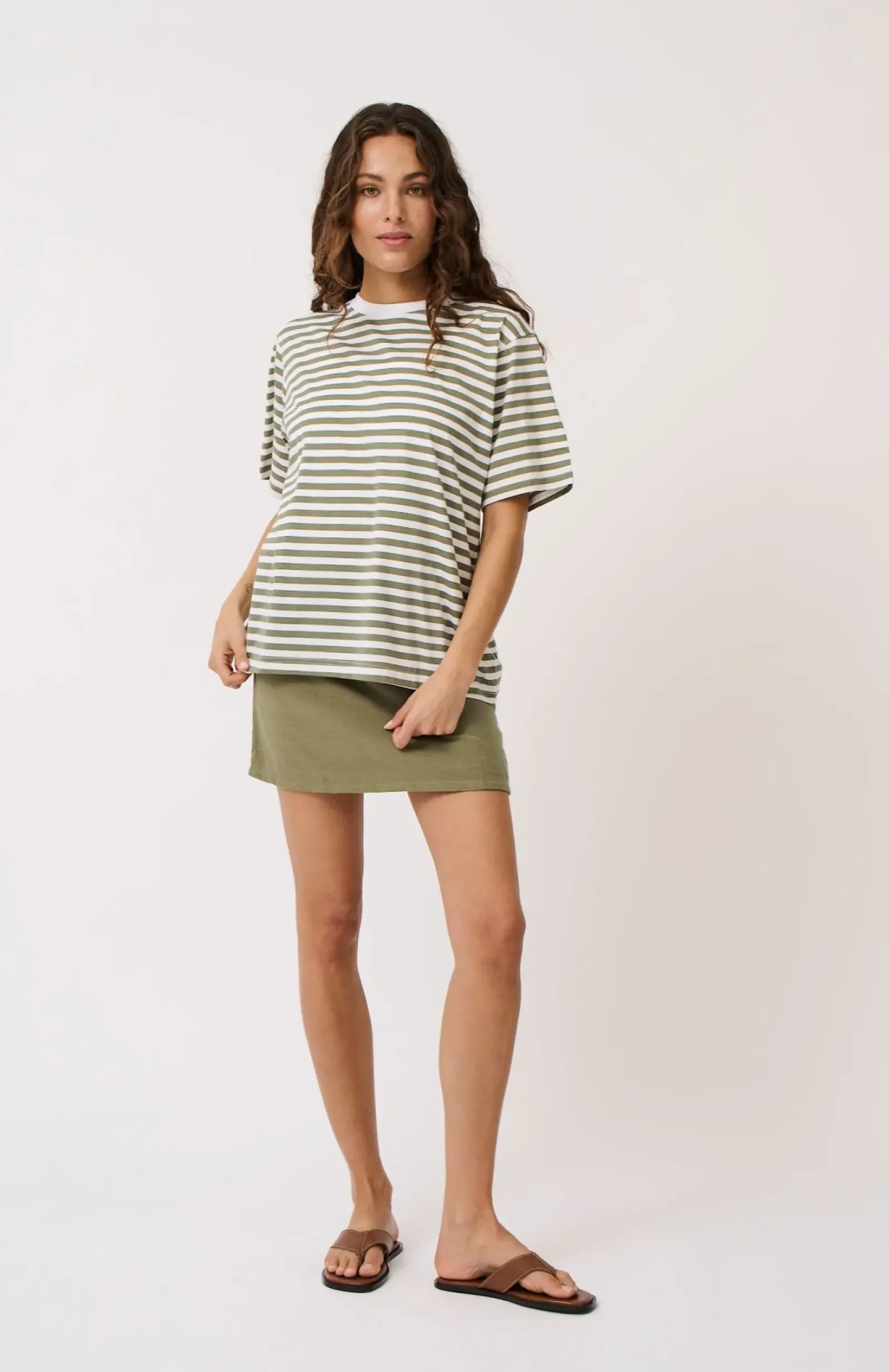 Cartel & Willow Cartel & Willow Sophie Tee - Palm Stripe Sale